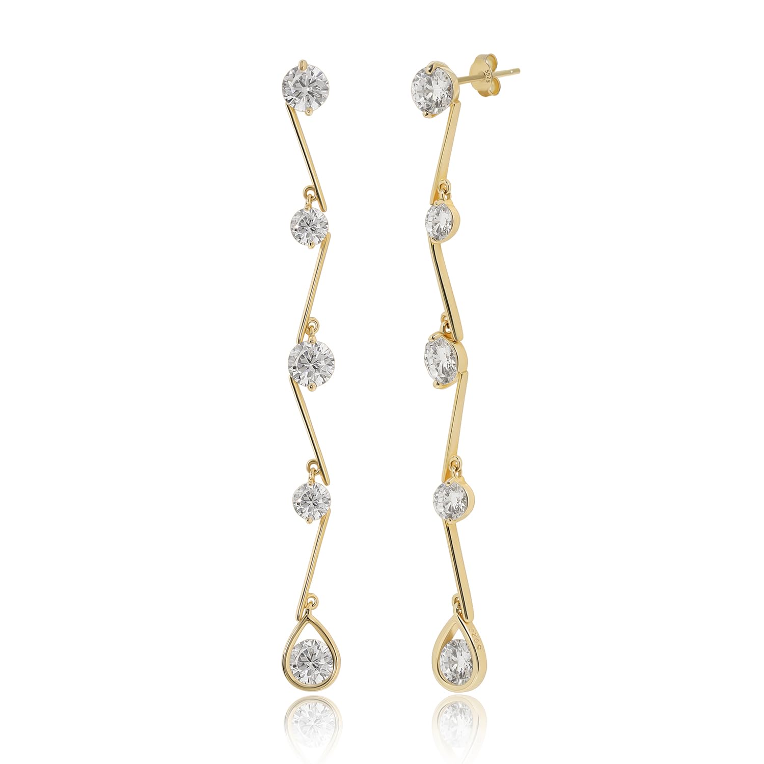 Meissa Bridal Wedding Earrings for Brides & Bridesmaids – Crystal Drop Dangle Statement Earrings – Hypoallergenic Cubic Zirconia Prom Jewelry – Elegant Gold Earrings for Weddings, Parties & Special Occasions