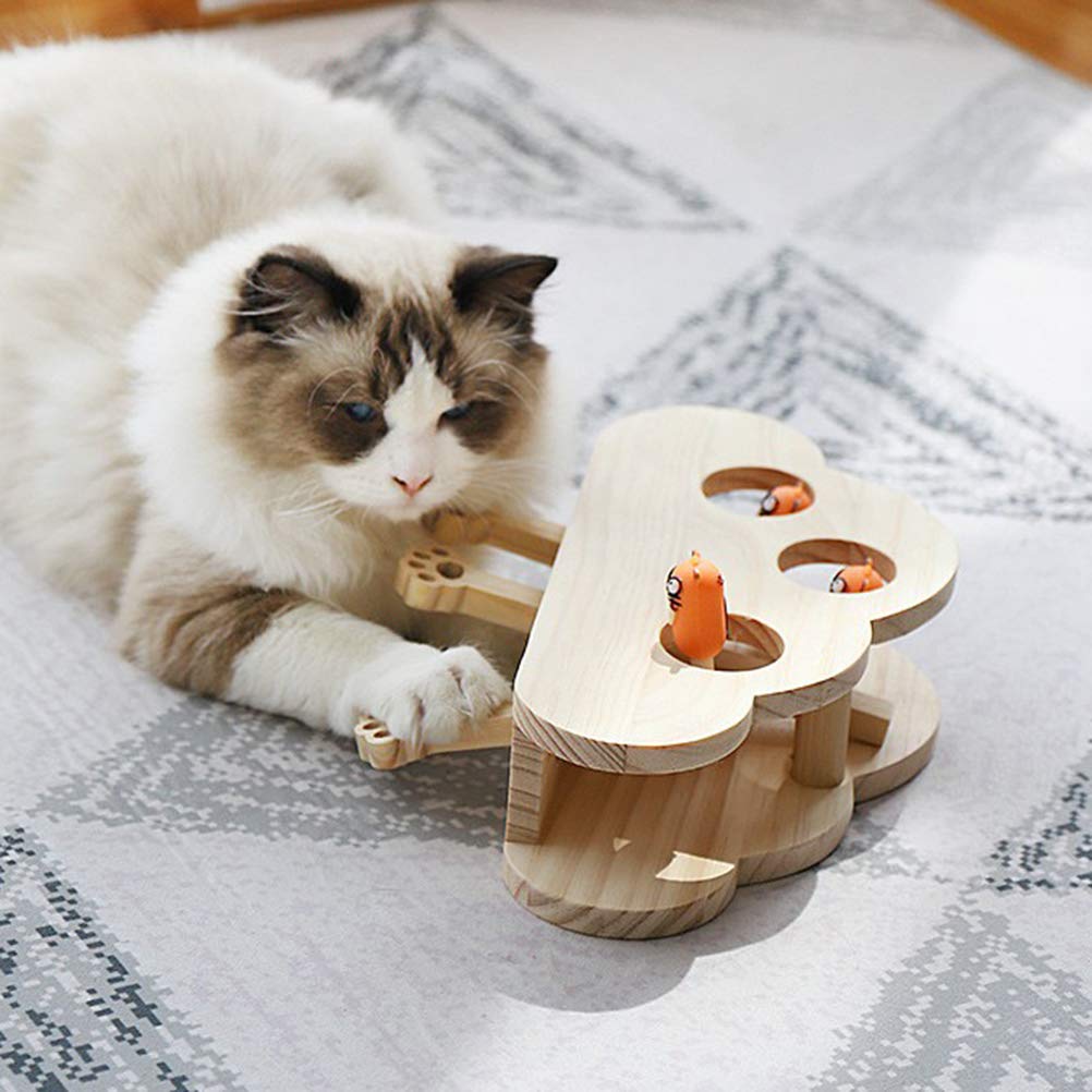 Interactive Wooden Cat and Kitten Toys - Natural Mouse-Shaped Chew Toys for Kittens, Puppies & Small Dogs | Educational Pet Toys for Teething, Training & Playtime | Perfect for Indoor Play, Stress Relief & Bonding with Your Feline Friend