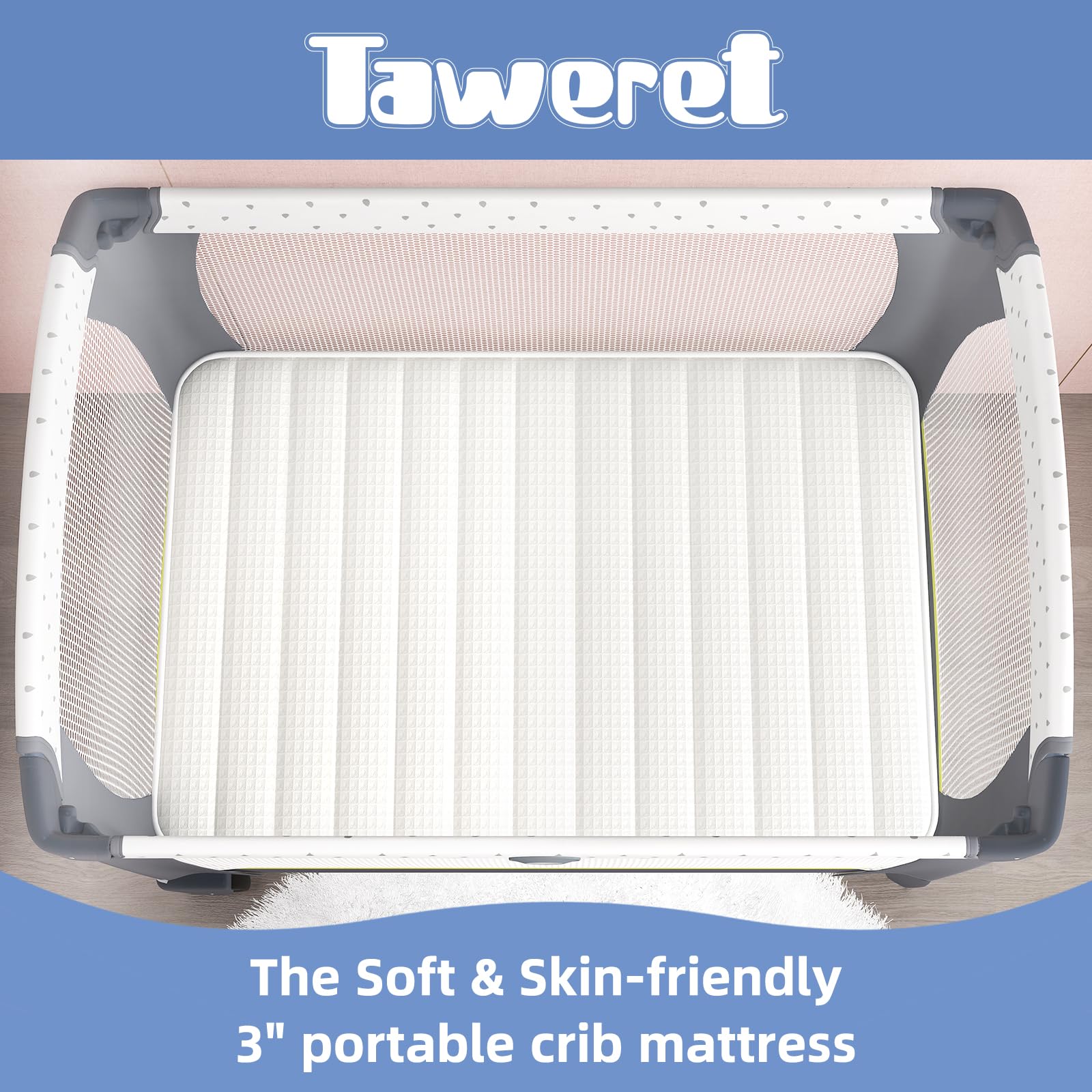 Pack and Play Mattress - Waterproof, Portable & Comfortable Baby Crib Mattress for Travel & Home Use | Perfect for Playpens, Bassinets & Daycare