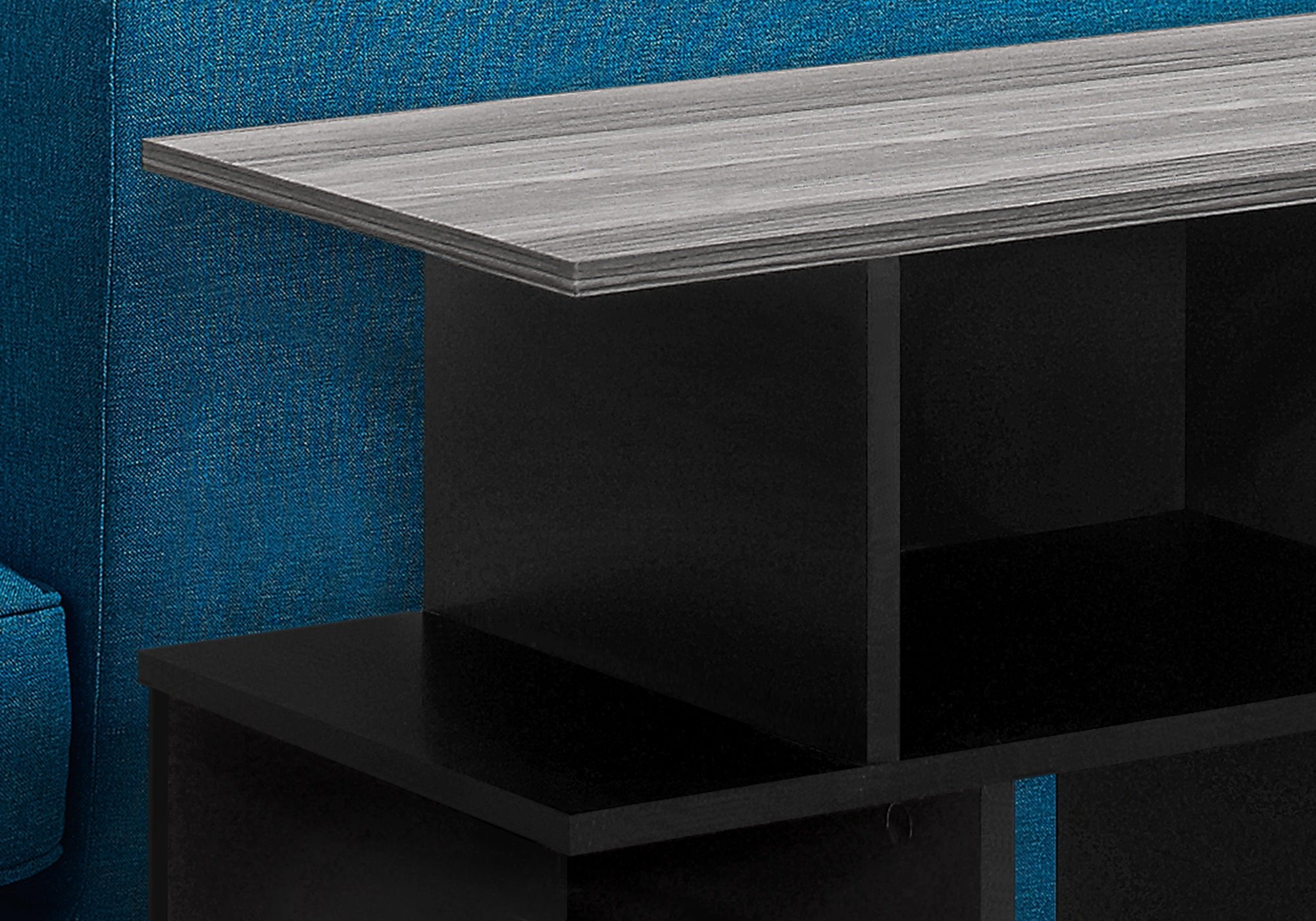 Modern Accent Table with Black Frame and Grey Top - 24 Inch Side Table for Living Room, Bedroom, or Office Decor