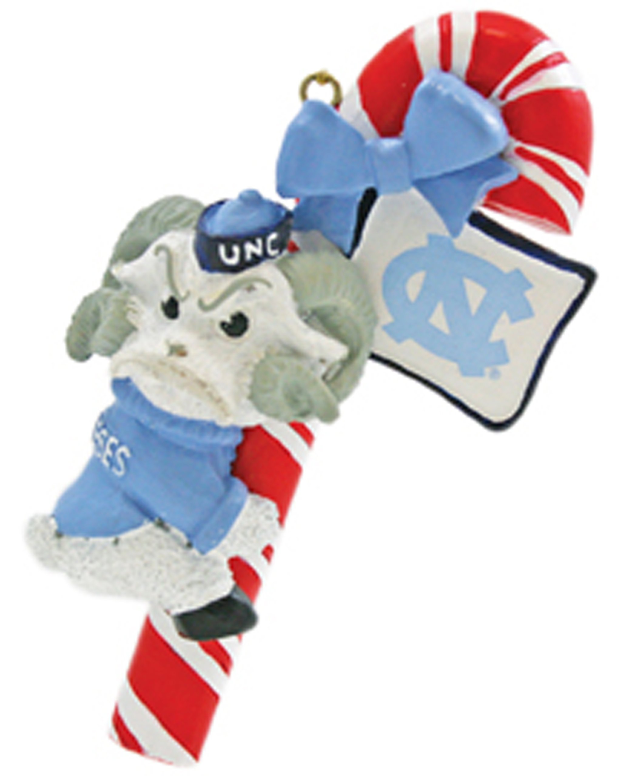 NCAA North Carolina Tar Heels Mascot Candy Cane Christmas Ornament - Perfect for Holiday Tree Decorations, College Fan Gifts & Tar Heels Memorabilia