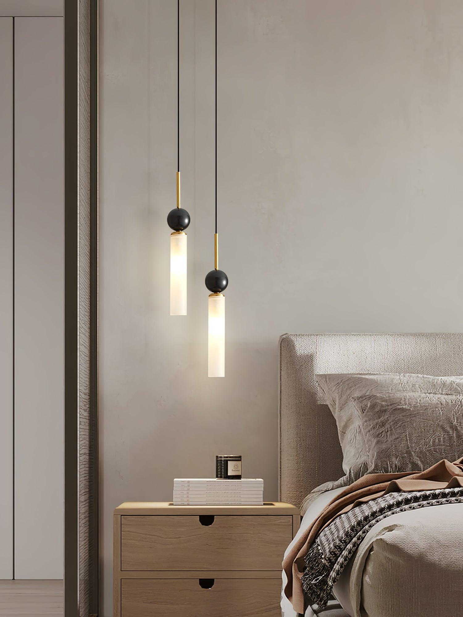 Elegant Marble Vertical Pendant Lamp - Modern Hanging Light Fixture for Dining Room, Bedroom, or Living Room Decor