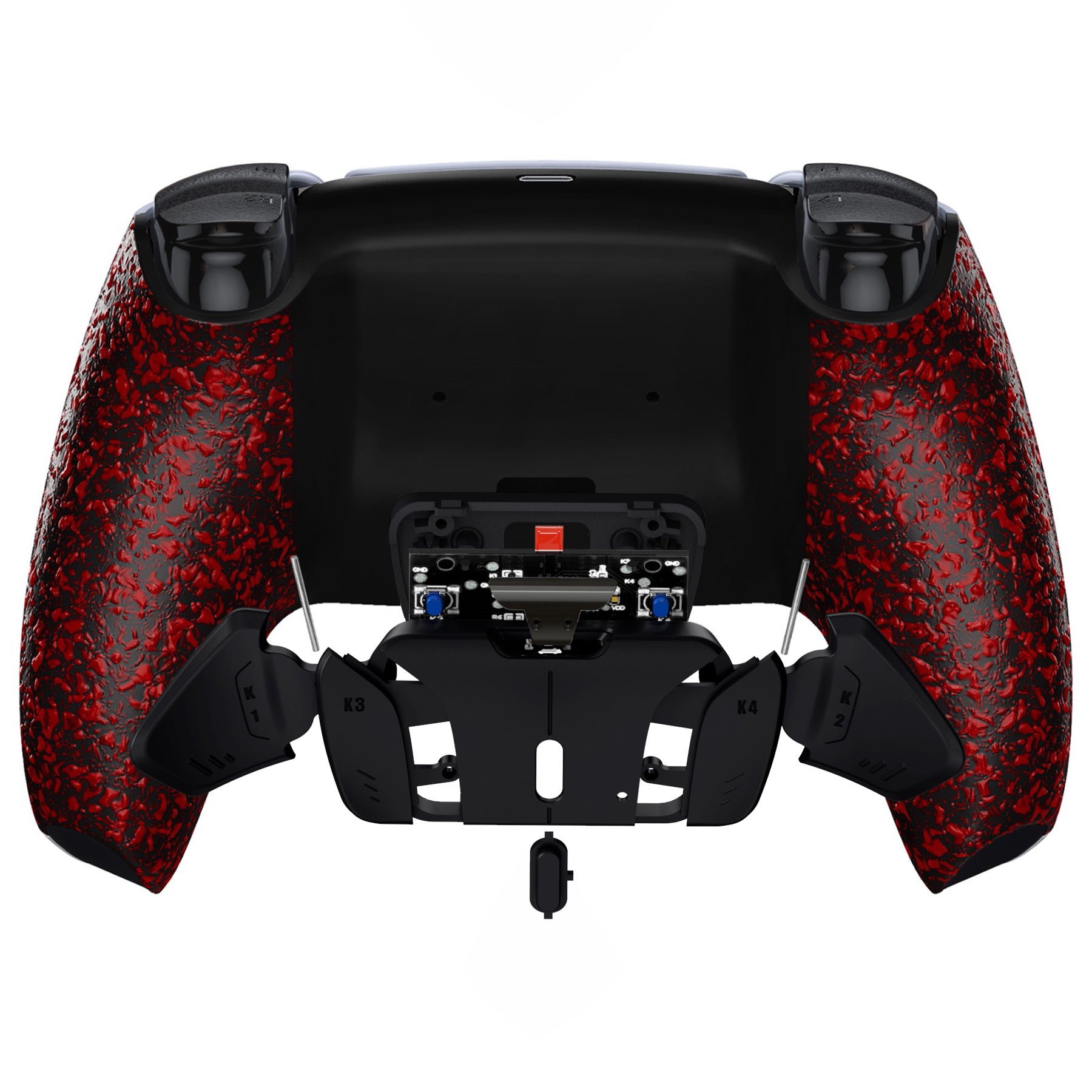 eXtremeRate Remappable RISE4 V3 Remap Kit for PS5 Controller BDM 030/040/050 - Textured Red Back Buttons for Enhanced Gaming Performance | Perfect for FPS, RPG & Competitive Play