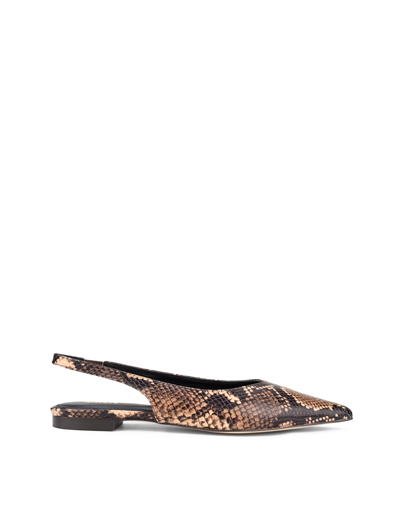 Lorie Slingback Flats - Brown Snake Leather Women's Comfortable Dress Shoes for Work, Party & Evening Wear