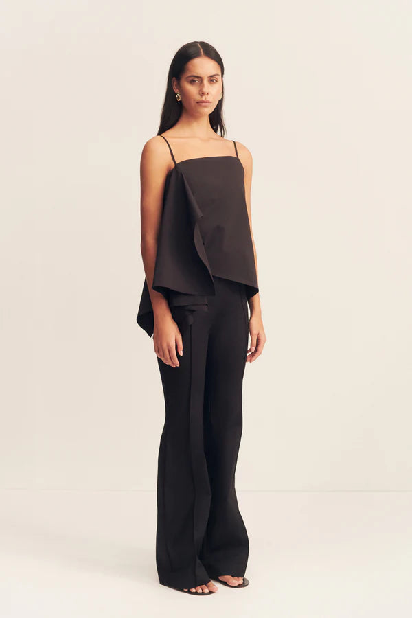 Campbell Sculptural Cami Top - Women's Black Stretchy Sleeveless Shirt for Casual Wear & Layering