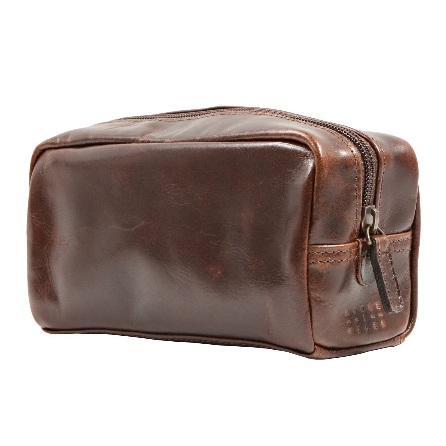 Moore and Giles Mini George Toiletries Kit - Genuine Leather Travel Cosmetic Bag for Men & Women - Perfect for Business Trips, Gym & Weekend Getaways