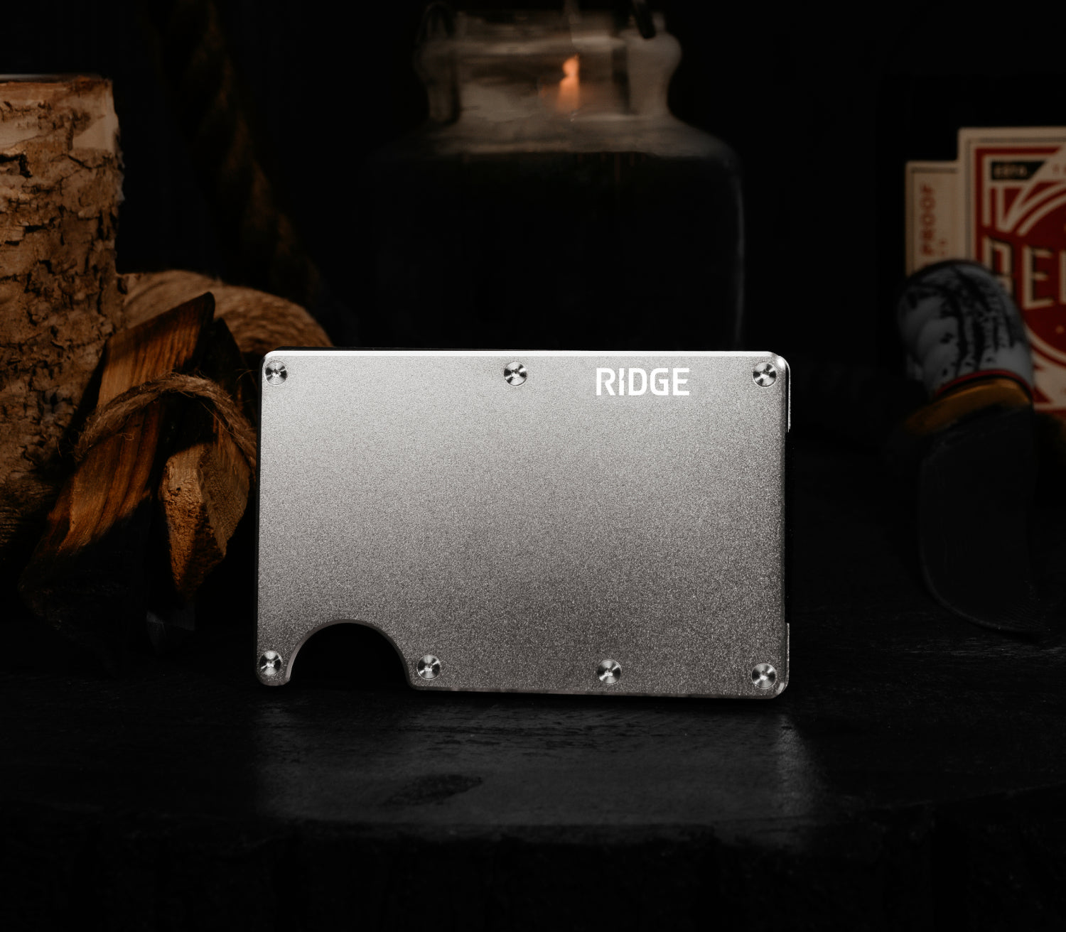 Ridge Wallet - Stonewashed Titanium Slim Minimalist RFID Blocking Front Pocket Wallet for Men | Perfect for Everyday Carry, Travel & Gifts
