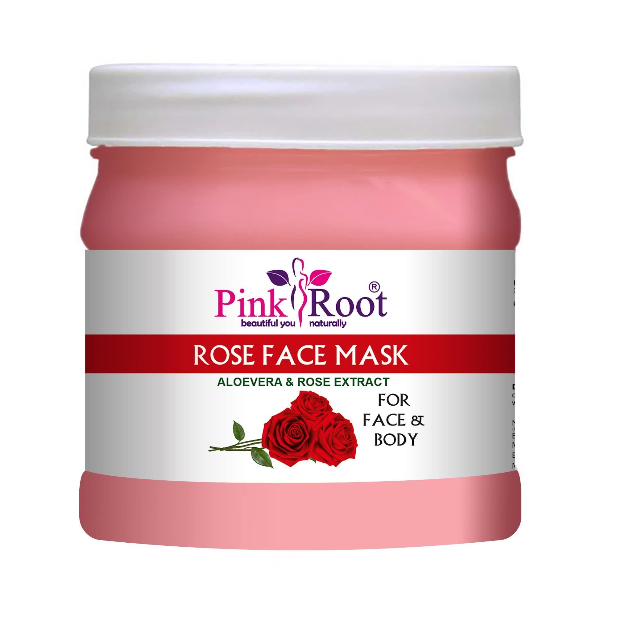 Pink Root Rose Facial Mask with Rose Petal Extracts - 500g for All Skin Types | Hydrating & Brightening Face Mask for Dry, Sensitive & Dull Skin - Perfect for Daily Skincare & Spa Night Routine