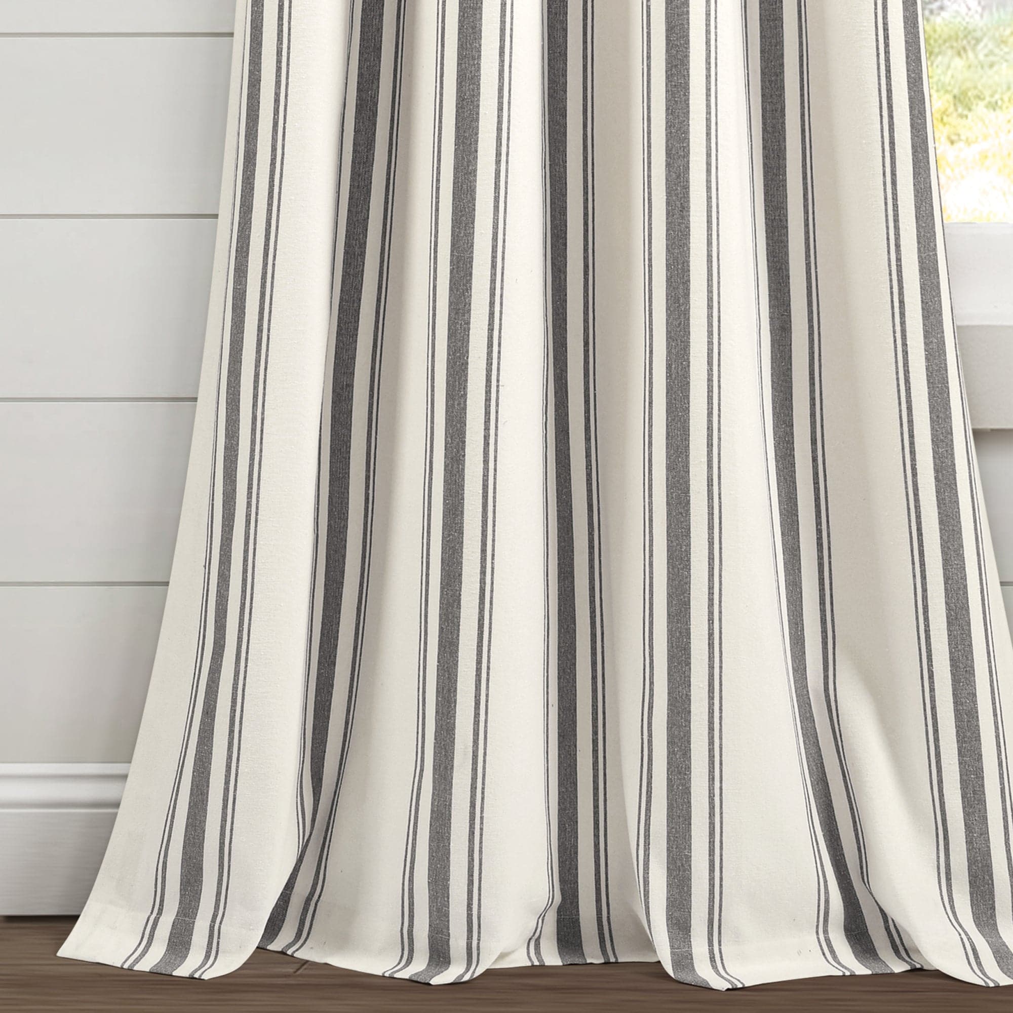 Farmhouse Stripe Yarn-Dyed Recycled Cotton Blend Window Curtain Panel Set - Blackout Thermal Insulated Drapes for Living Room, Bedroom & Nursery (2 Panels, 52x84 Inch) - Perfect for Rustic, Modern & Farmhouse Home Decor