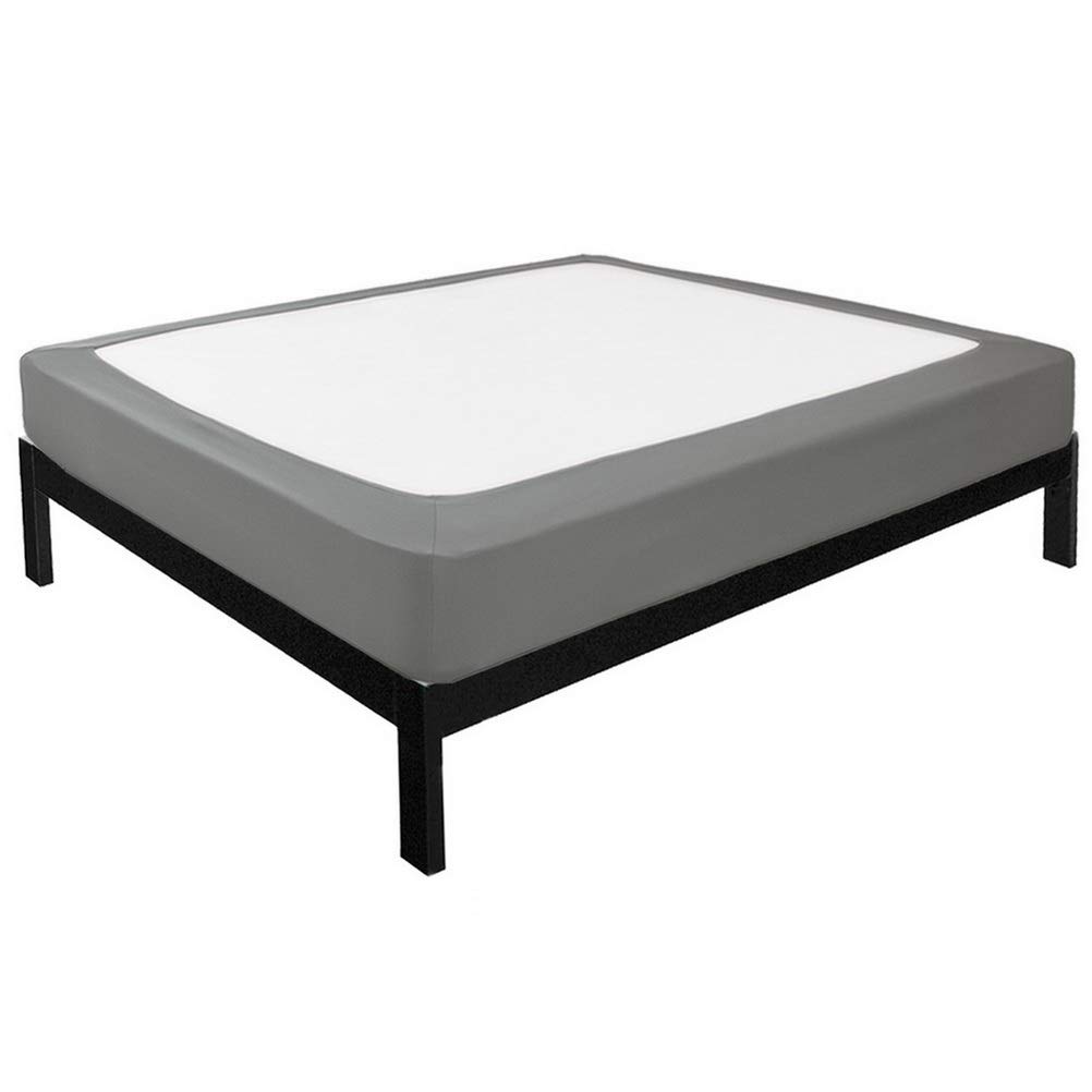WdFour Box Spring Cover - Hotel Quality Wrap Around Bed Skirt with Elastic Edge | Twin/Twin XL Mattress Protector Encasement | Wrinkle & Fade Resistant Silky Fabric in Light Gray | Perfect for Guest Rooms, Dorm Beds & Luxury Bedding