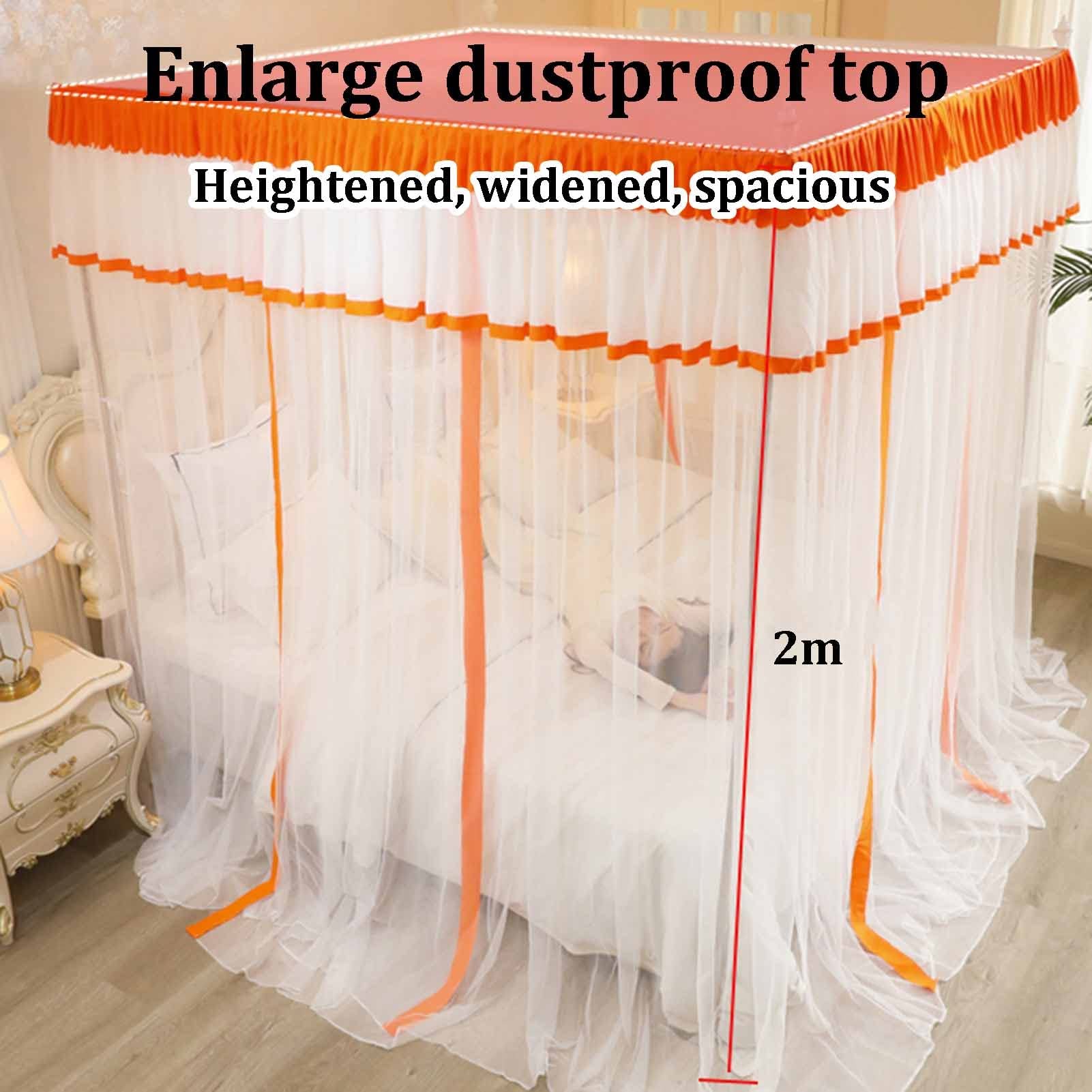 Luxury Floor-to-Ceiling Bed Canopy Mosquito Net for Queen Size Beds (6ft/1.8m) - 4 Corner Support Hanging Bed Curtain - Romantic Bedroom Decor for Wedding, Nursery & Master Bedroom (180x220x200cm, Style 5)