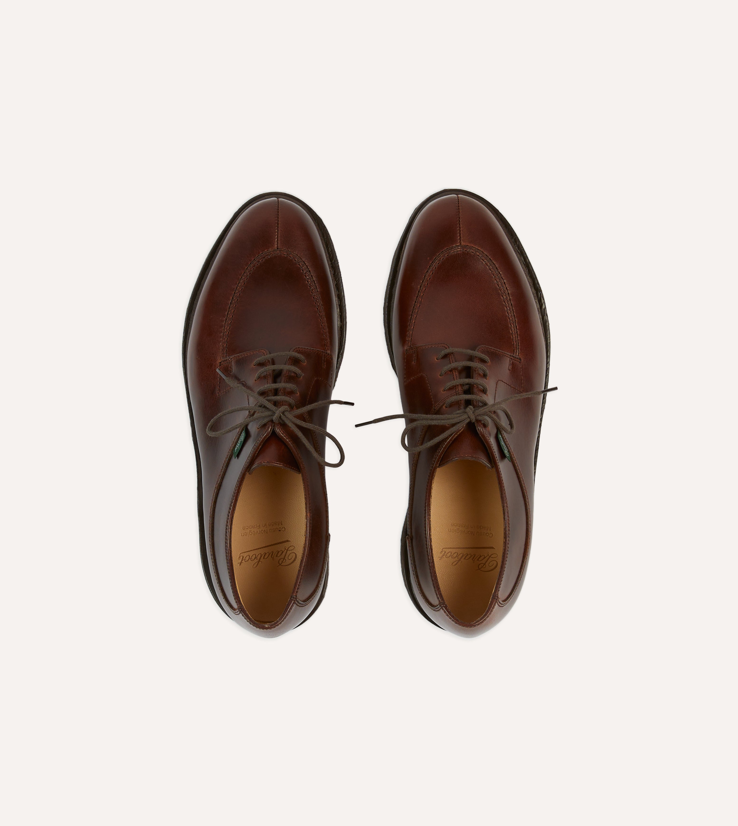 Paraboot Avignon Brown Leather Derby Shoes for Men | Classic Handcrafted Dress Shoes | Perfect for Business, Office & Formal Occasions