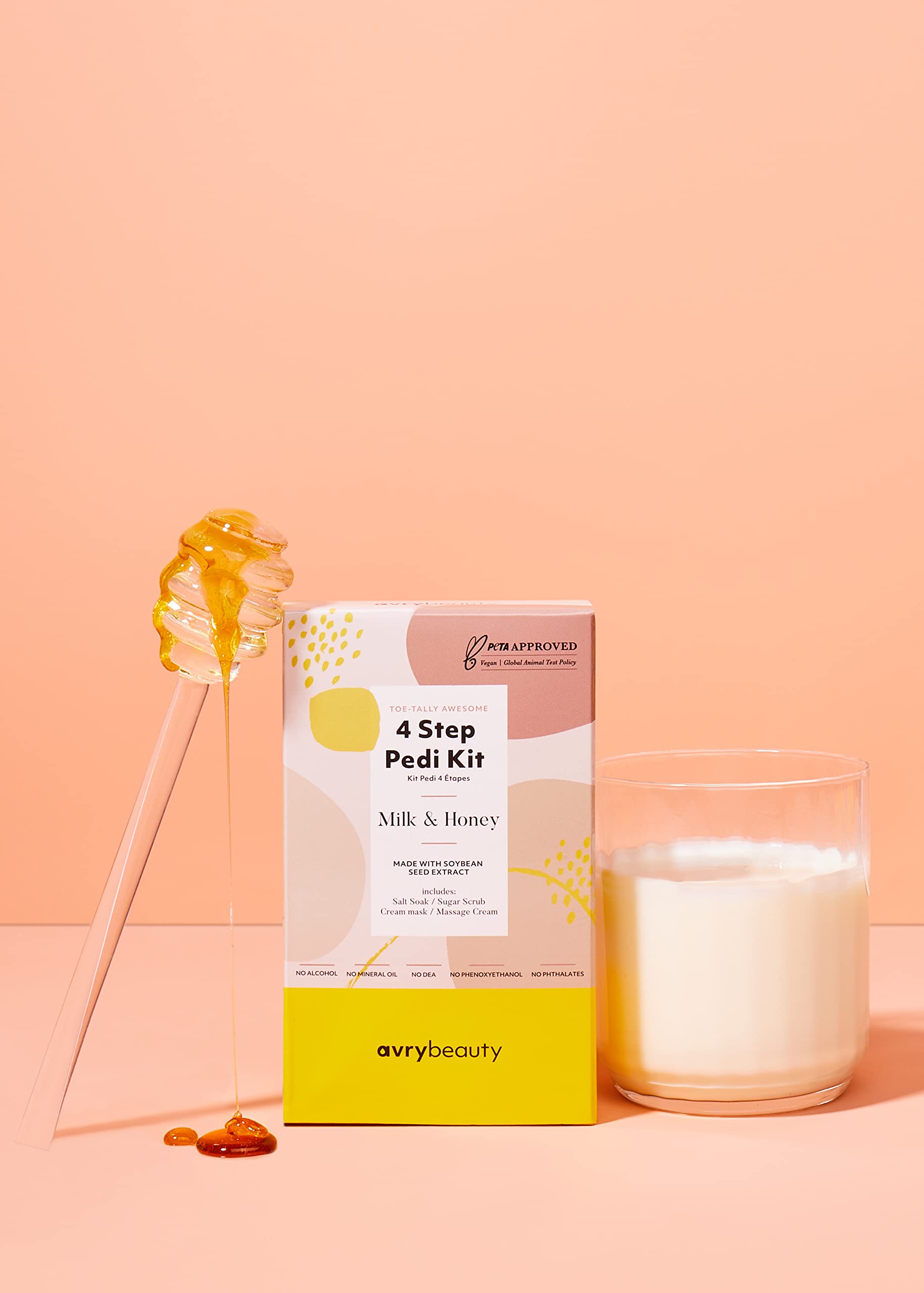 4-Step Pedi 2 Pack - Milk & Honey Infused Hydrating Pedicure Kit for Salon & Home Foot Care | Softens & Moisturizes Cracked Heels | Perfect for Spa Days & Relaxation