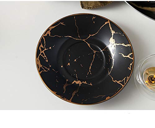 Premium Italian Marbled Gold Trim Coffee Cup and Saucer Set - Elegant Ceramic Tea Set for Home, Cafe & Gifts (1 Cup + 1 Saucer, Shine Black) | Perfect for Afternoon Tea, Coffee Breaks & Sophisticated Entertaining