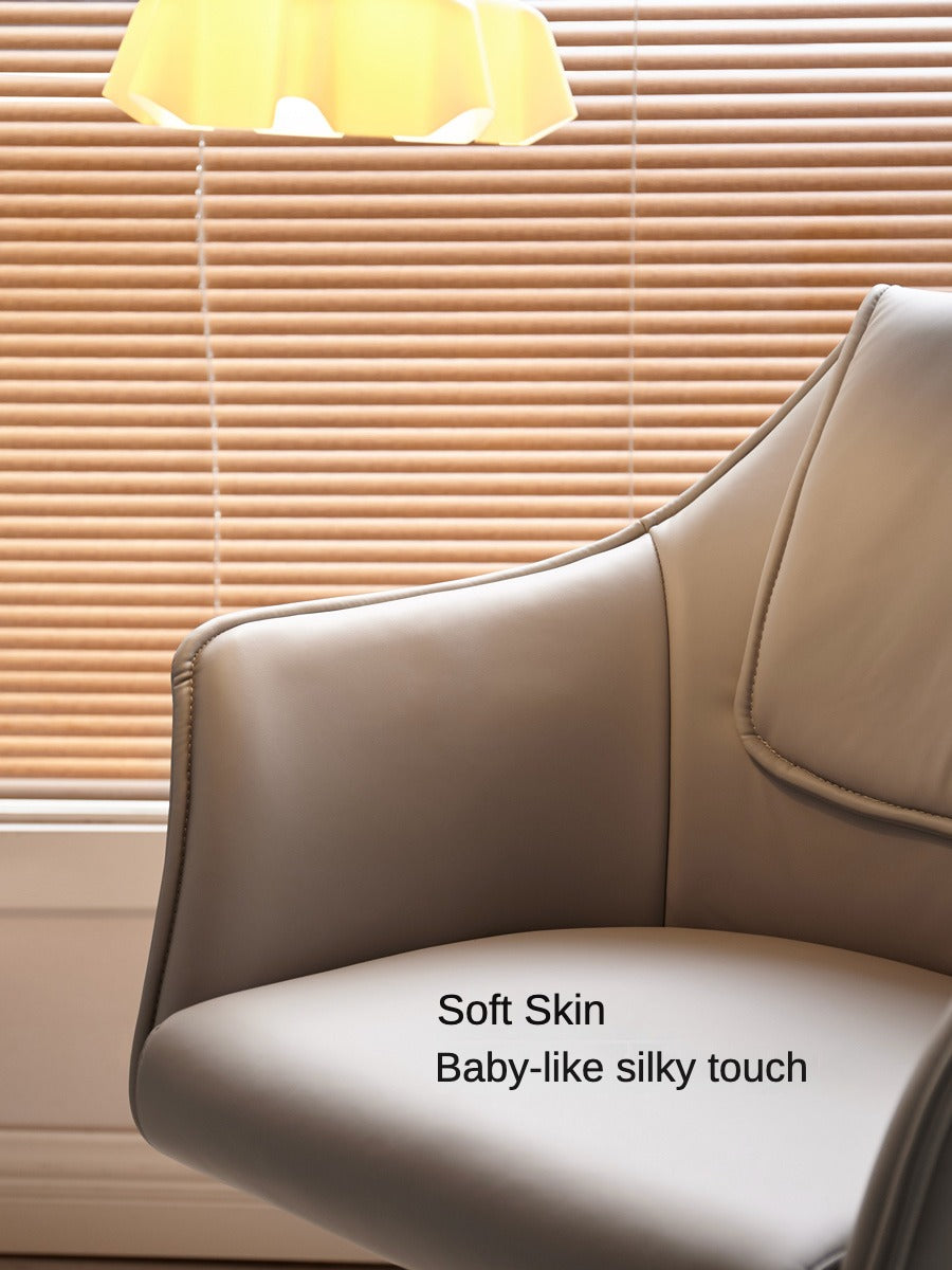Premium Beech Solid Wood Swivel Soft Skin Armchair - Modern Ergonomic Office Chair for Home & Workspace - Perfect for Reading, Working, and Relaxing