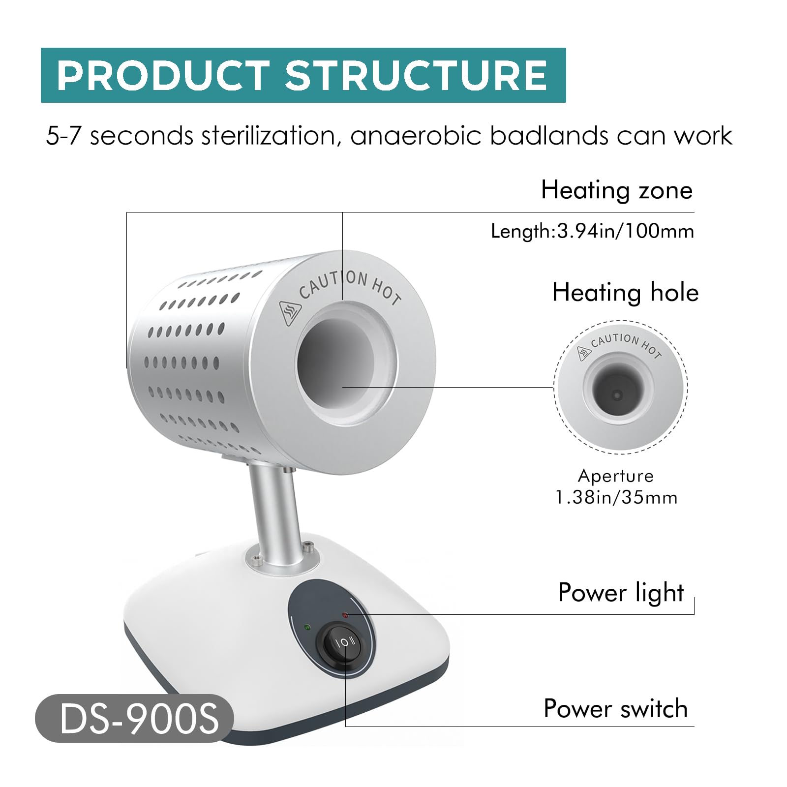 Lab DS-900S Infrared Sterilizer Autoclave - Dual Temperature Settings 400°C/825°C - for Scalpels, Needles, Inoculating Loops & Vaccination Rings - 110V 240W - Perfect for Medical Labs, Dental Clinics & Research Facilities