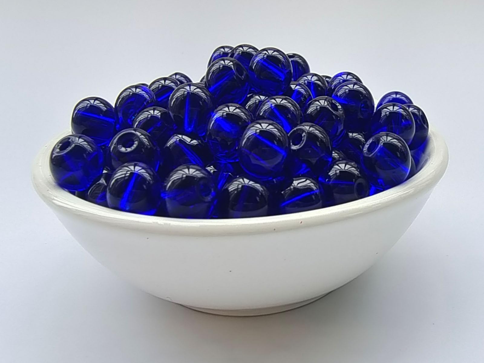 8mm Round Smooth Glass Beads - 100pcs Dark Blue Loose Beads for Jewelry Making, DIY Bracelets & Necklaces - Perfect for Crafting, Scrapbooking & Home Decor Projects (50805)