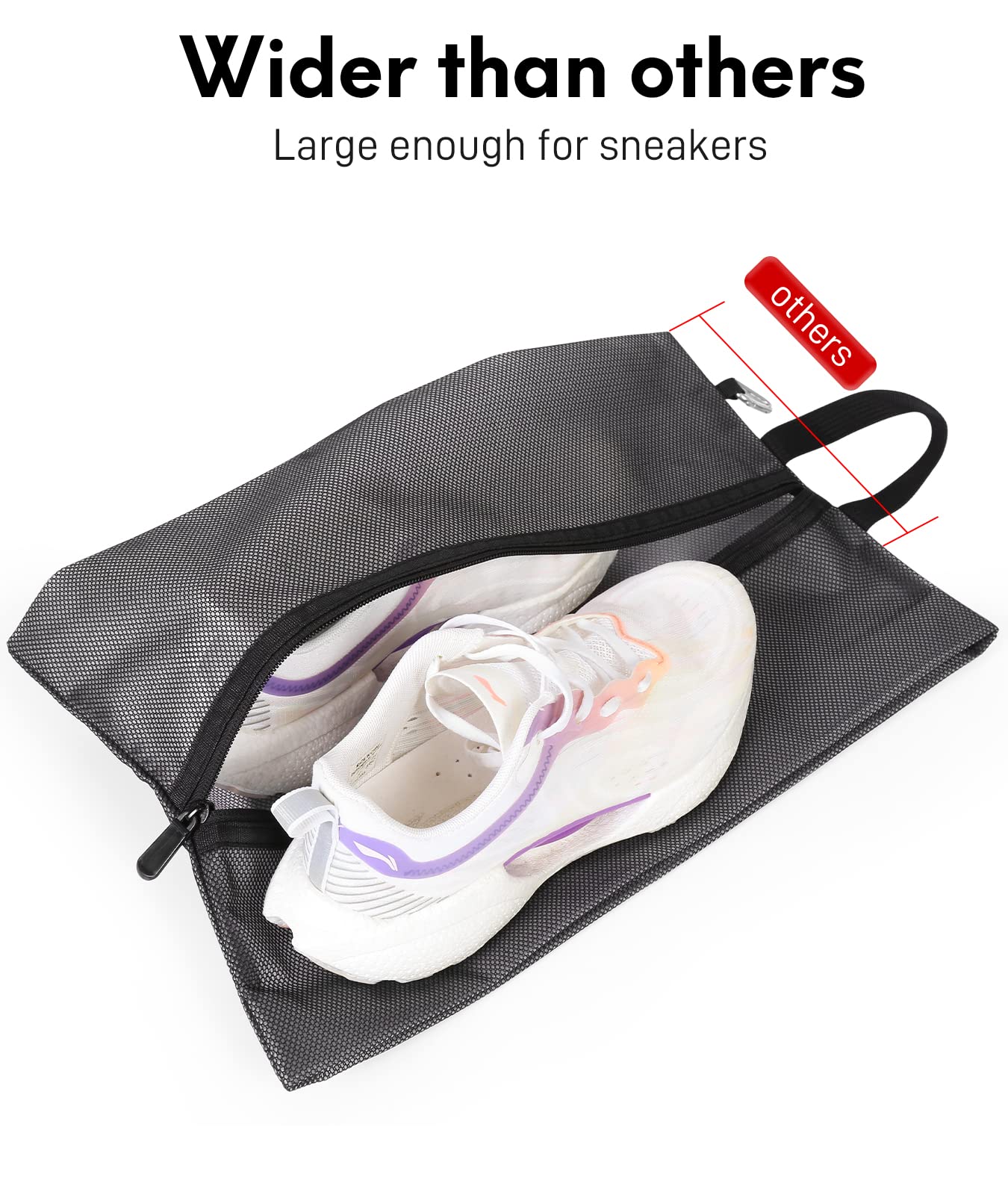 2 Pack Waterproof Shoe Bags for Travel & Storage - Large Zippered Sneaker Dust Bags for Men & Women - Perfect for Golf Shoes, Gym, Airplane Packing & Organization (Black, X-Large)