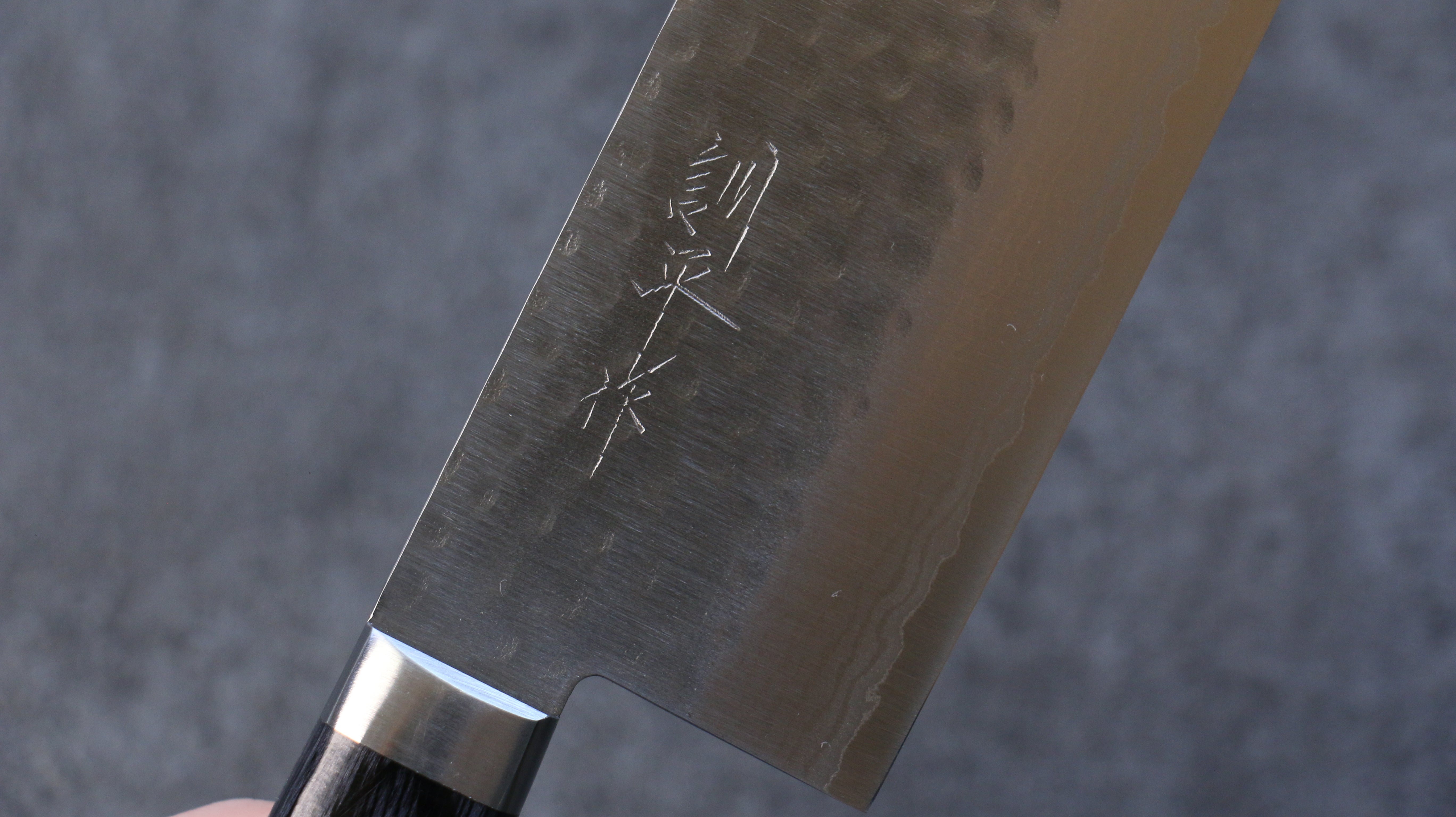 Premium Kunihira Kokuryu VG10 Hammered Nakiri Knife 165mm - Japanese Blue Pakka Wood Handle - Perfect for Slicing Vegetables & Sushi Preparation
