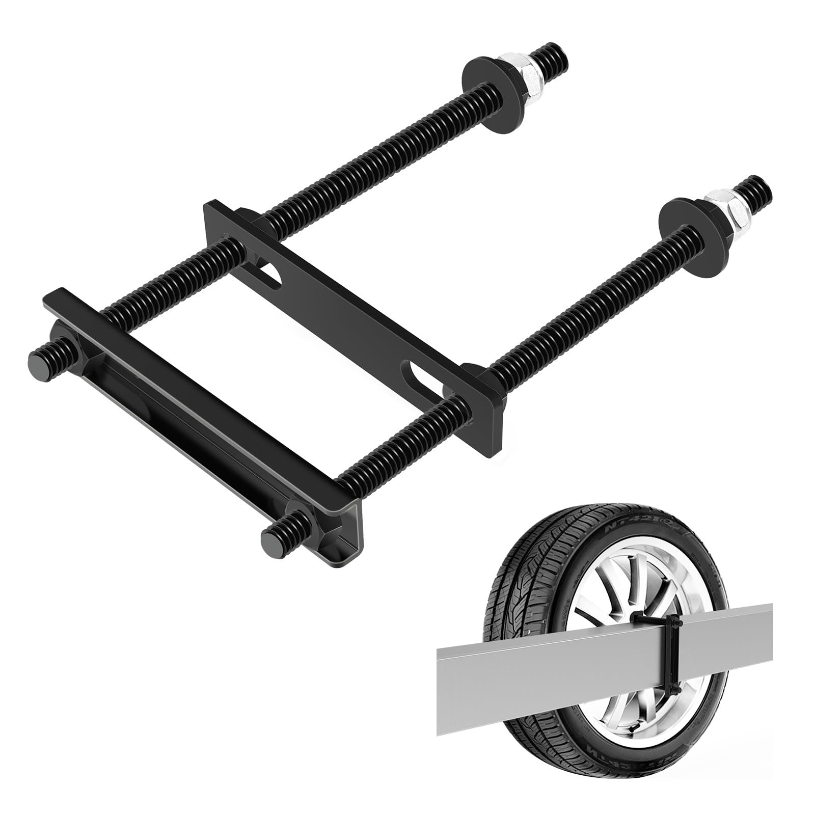 Universal Trailer Spare Tire Mount - Black Wheel Bracket for Utility Trailers & Boats - Heavy Duty Towing Accessory