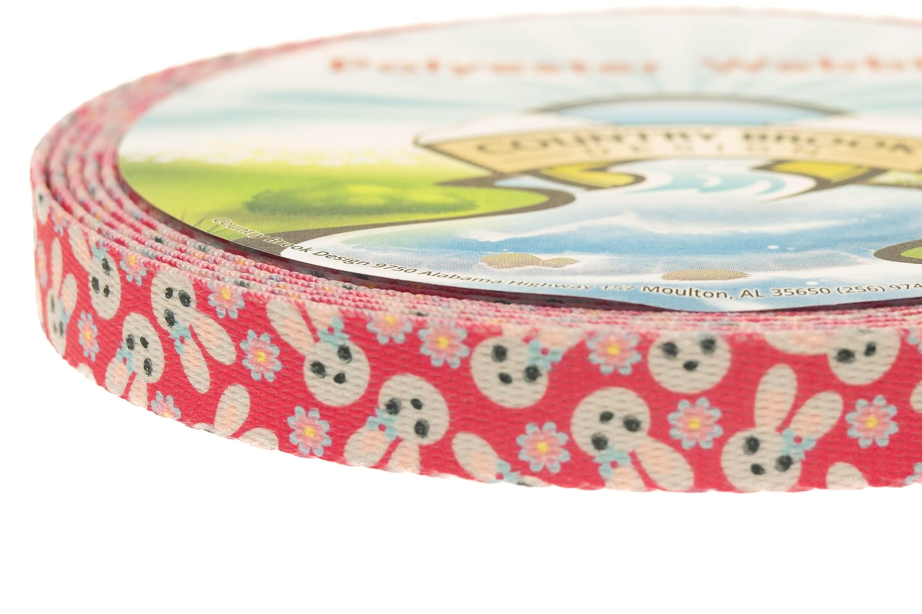 Country Brook Design - Spring Bunnies Polyester Webbing for DIY Crafts, Home Decor, and Easter Basket Trim - Perfect for Sewing, Scrapbooking, and Gift Wrapping