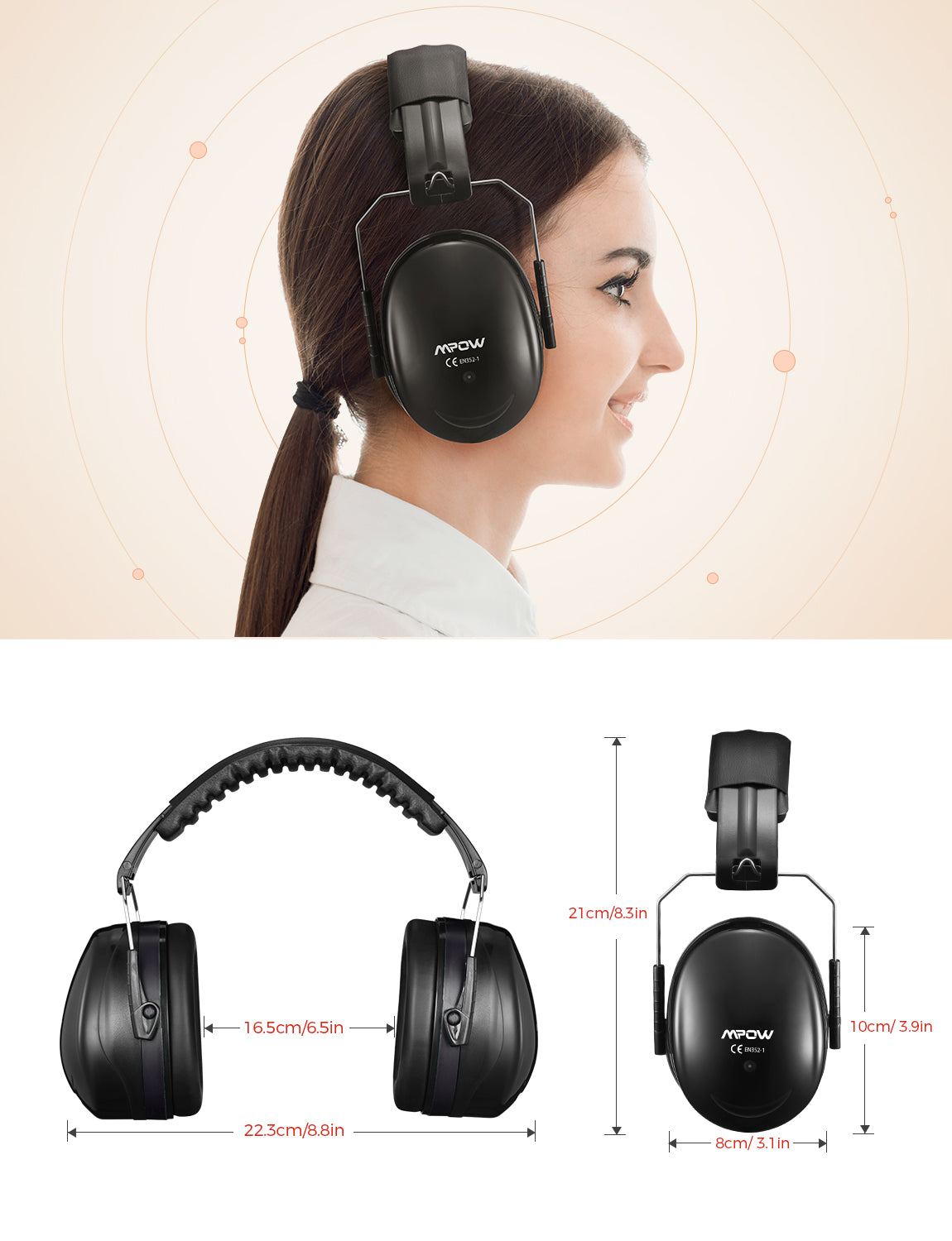 MPOW 035 HP056B Noise Cancelling Safety Ear Muffs with Carrying Bag - Shooting Range, Construction, Industrial & Workshop Hearing Protection