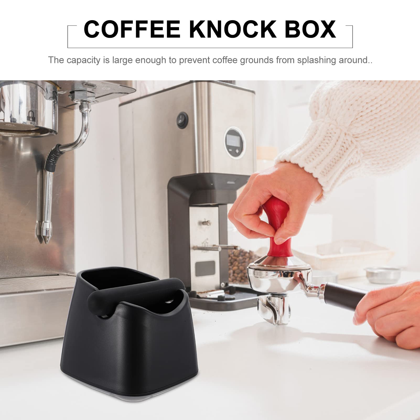 Cabilock 1-Piece Plastic Coffee Grounds Container - Espresso Grinds Waste Bin for Coffee Machines & Makers - Compact Coffee Grounds Bucket for Easy Disposal - Perfect for Home, Office & Cafe Use
