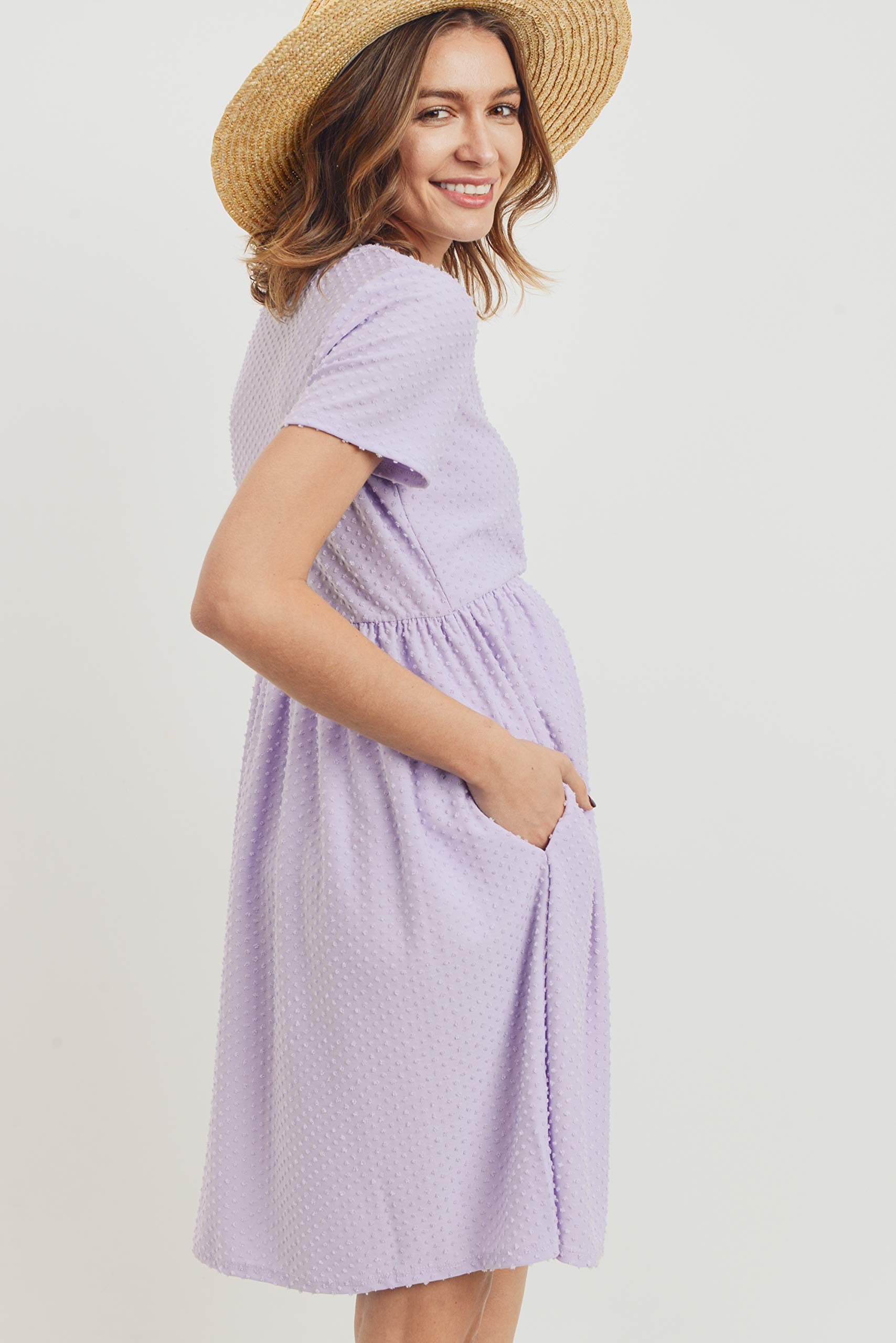 HELLO MIZ Women's Maternity Empire Waist Casual Dress - Comfortable Pregnancy Clothes for Everyday Wear, Nursing & Baby Shower