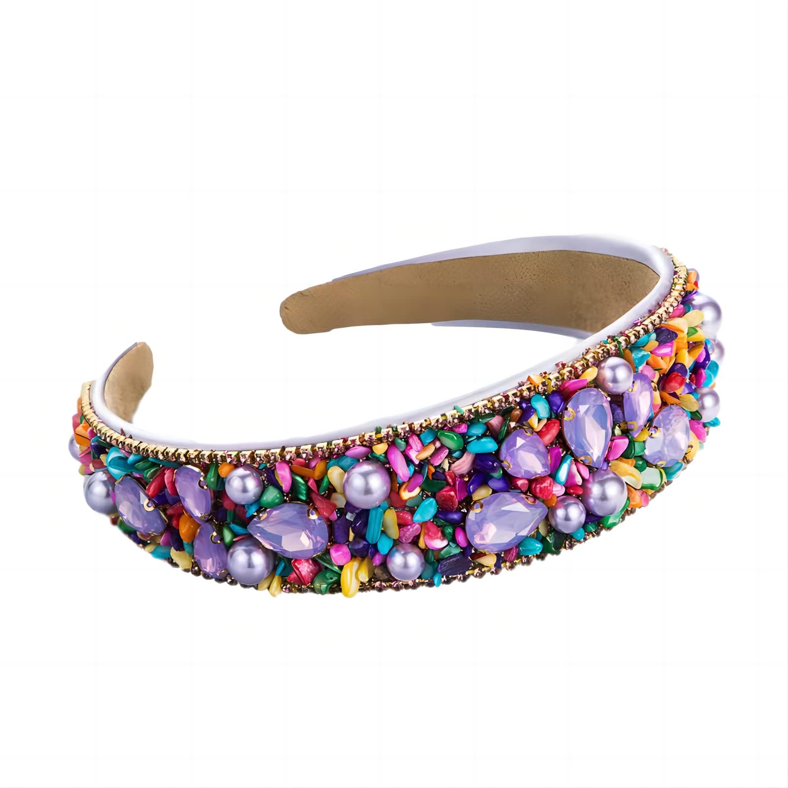 Elegant Crystal Rhinestone Baroque Headband for Women - Stylish Party Hair Accessory in Candy Colors (Purple) - Perfect for Weddings, Prom, and Special Occasions