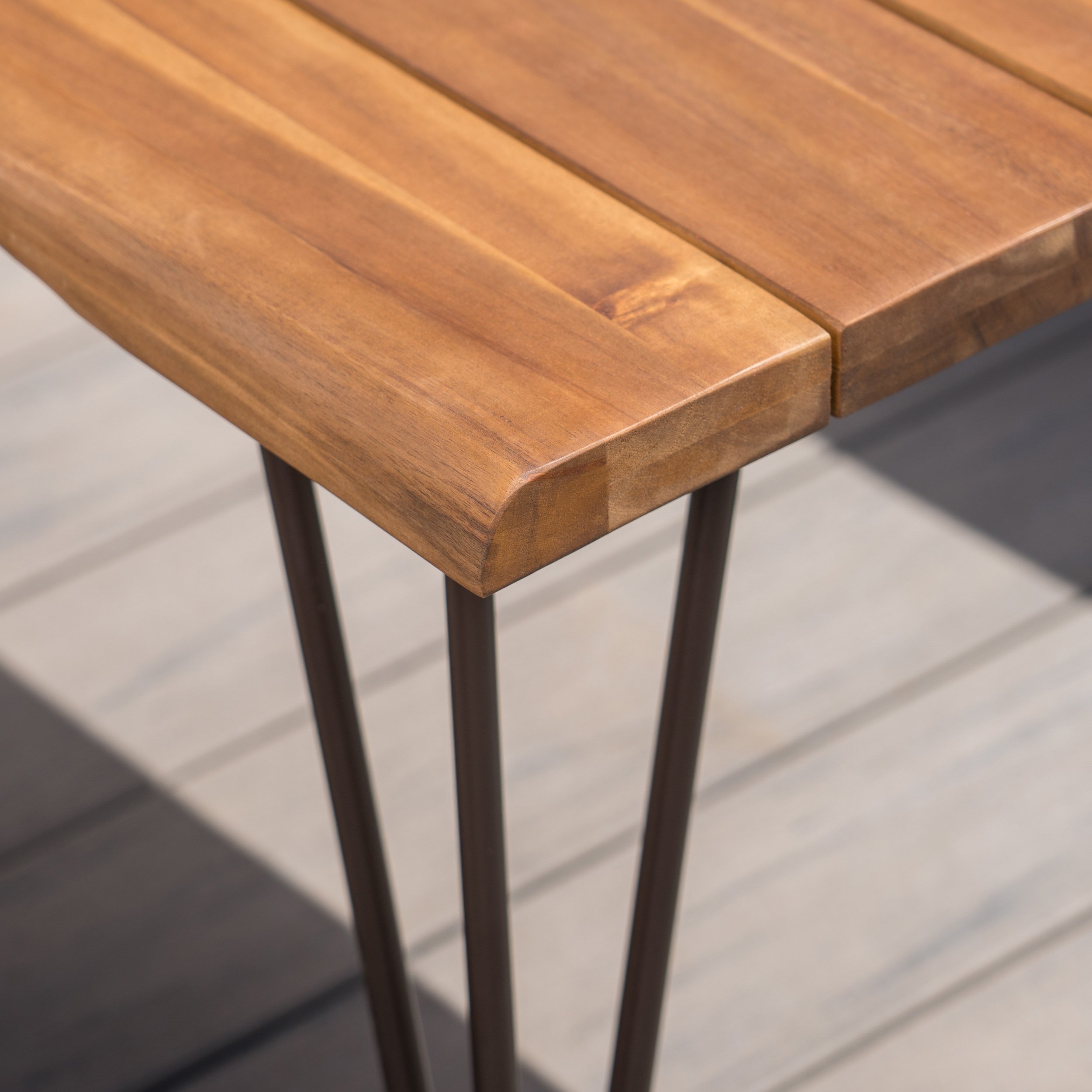 Christopher Knight Home Zion Outdoor Industrial Acacia Wood Coffee Table with Iron Frame - Rustic Teak Finish for Patio, Garden, or Backyard Decor