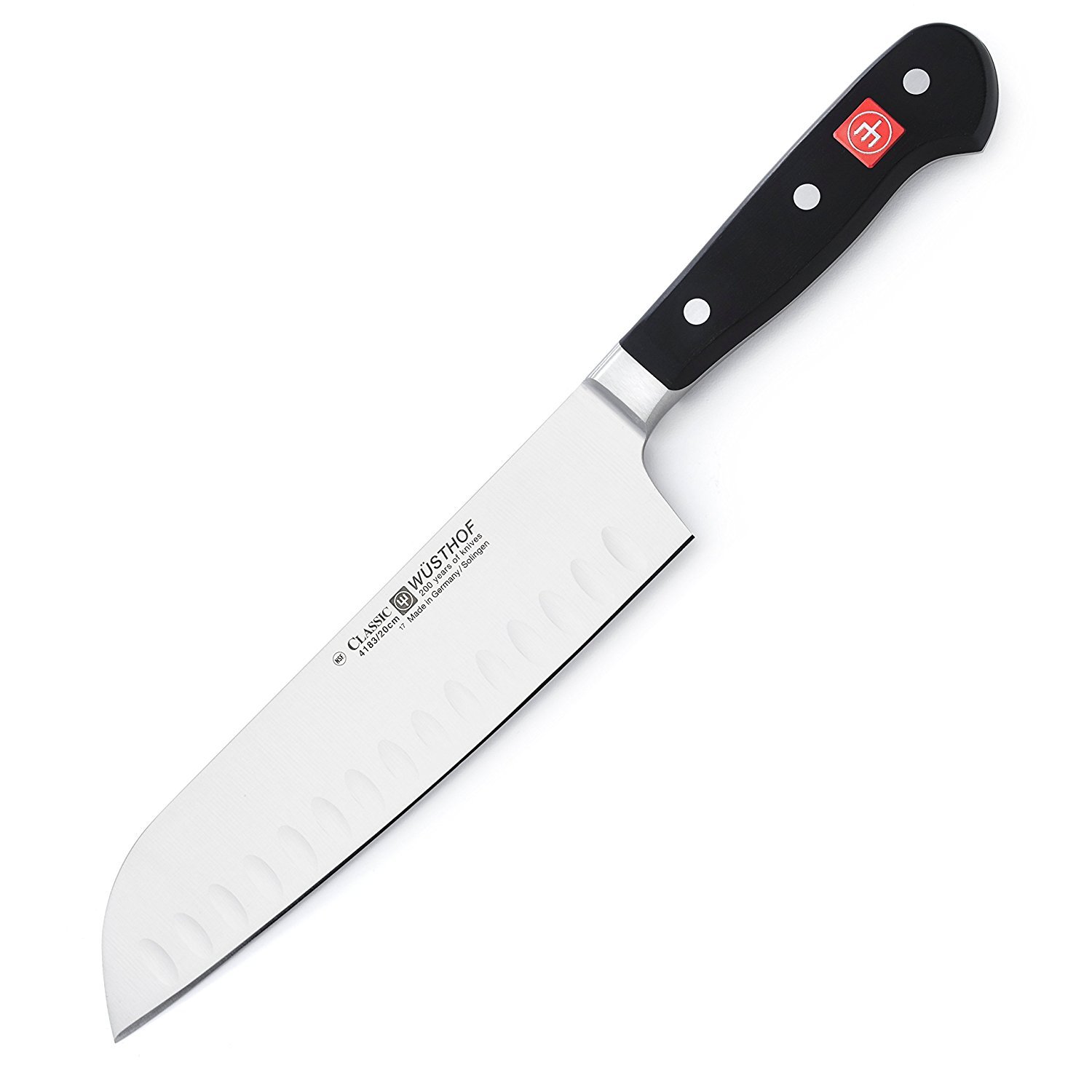 Wusthof Classic 7-Inch Santoku Knife - High Carbon Stainless Steel Blade with Ergonomic Black Handle - Perfect for Slicing, Dicing & Mincing Vegetables, Meat & Fish