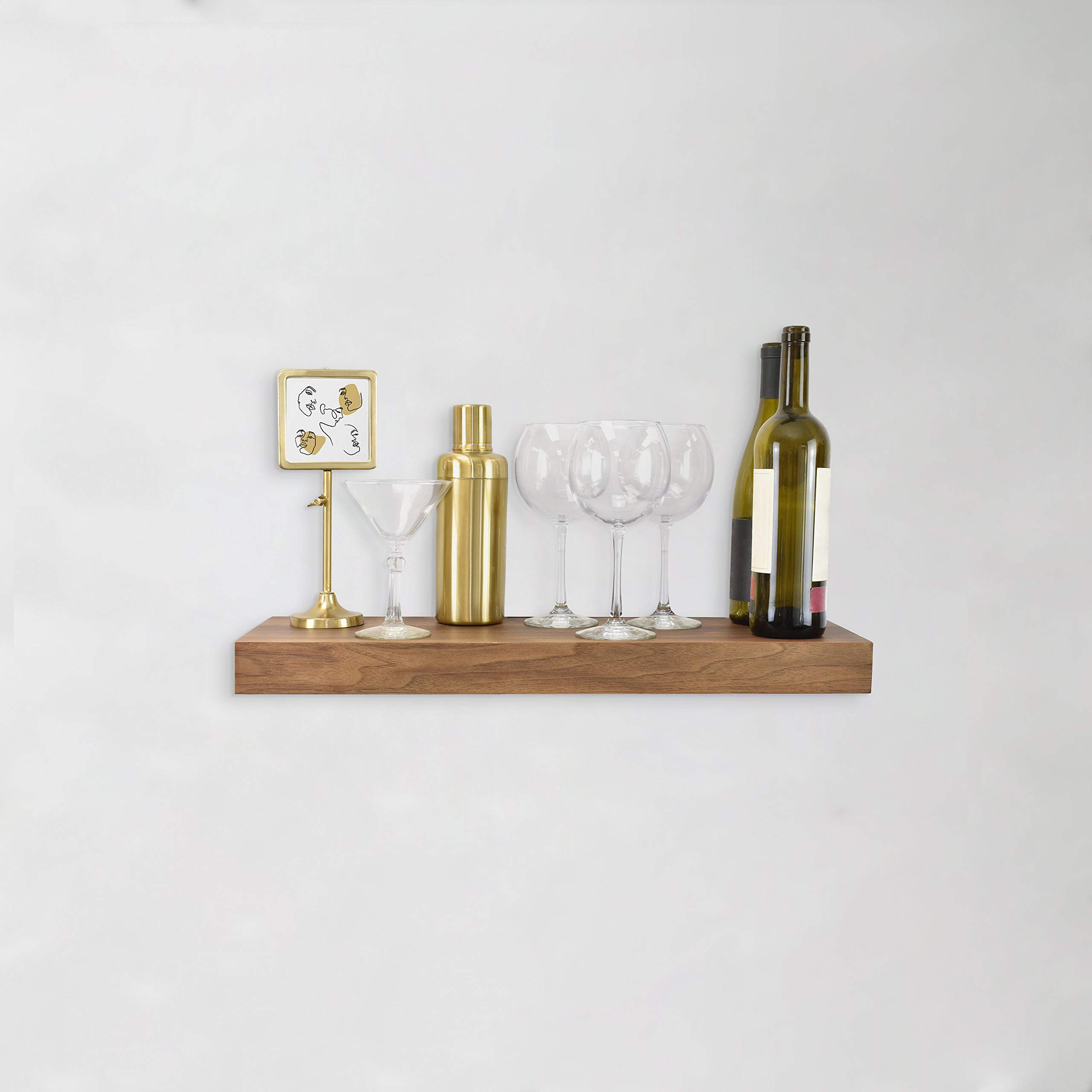 MCS Floating Shelf - 24 x 8 Inch Wall Mounted Wooden Shelf for Home Decor - Natural Walnut Woodgrain Finish - Perfect for Living Room, Bedroom, Bathroom & Office Storage Display