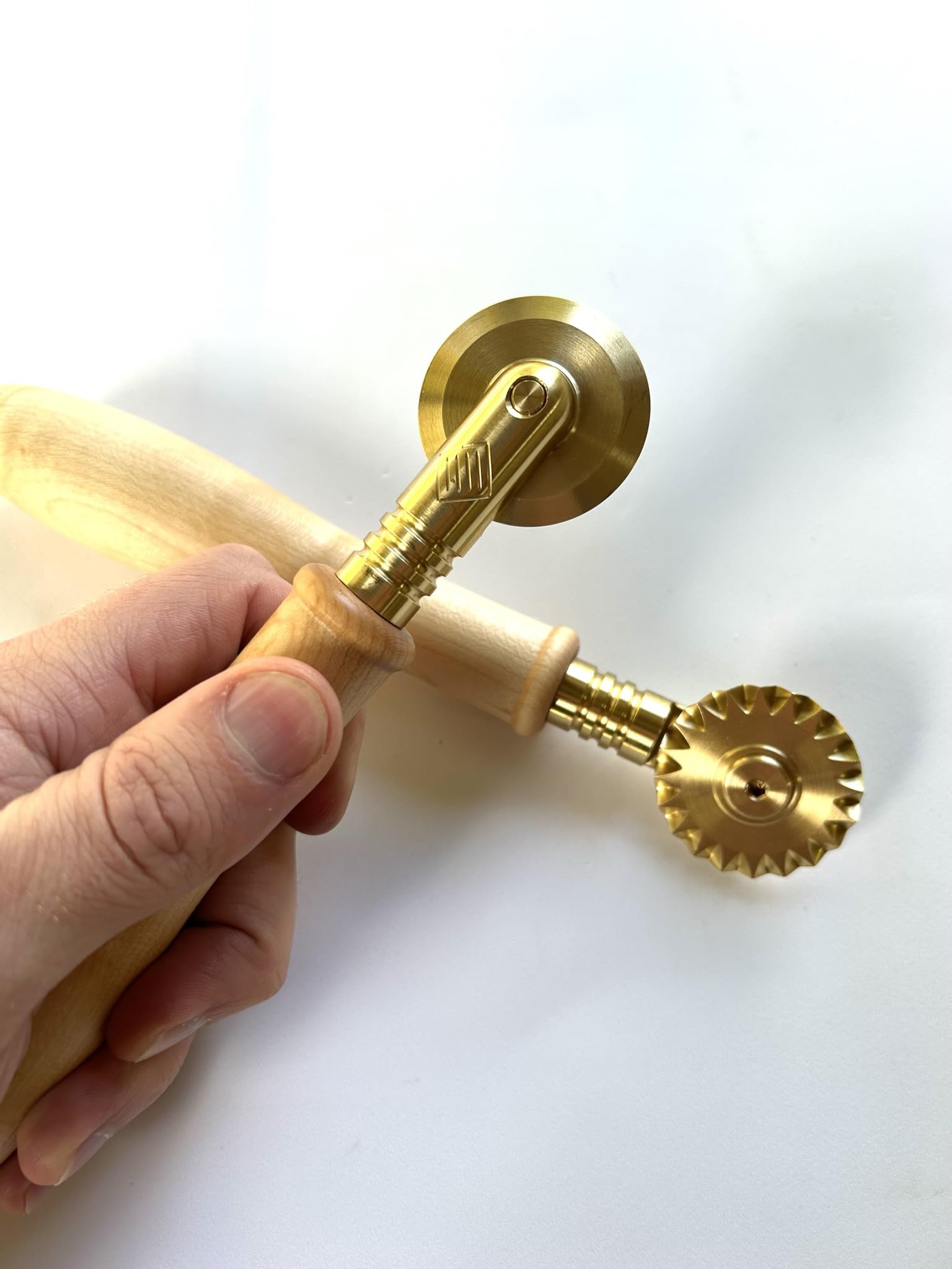 Premium Brass Pasta Wheels - Nonna's Handcrafted Fluted Cutters with Maple Handle | Perfect for Homemade Pasta, Ravioli & Italian Cooking Gifts