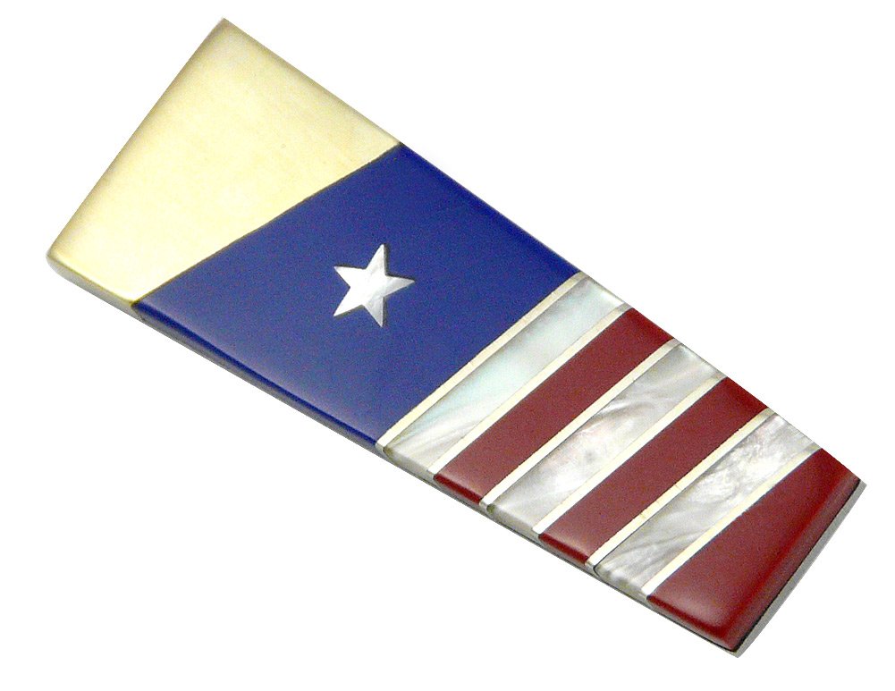 Mother of Pearl, Coral, and Lapis Lazuli Patriotic Gemstone Steel Money Clip - Perfect Gift for Men, Graduation, or Father's Day
