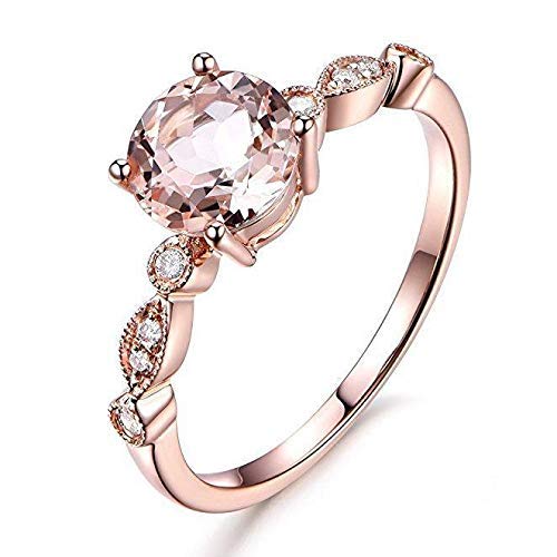 1.25 Carat Peach Pink Morganite & Diamond Vintage Engagement Ring - 18k Gold Plated, Wedding Proposal, Anniversary Gift for Her