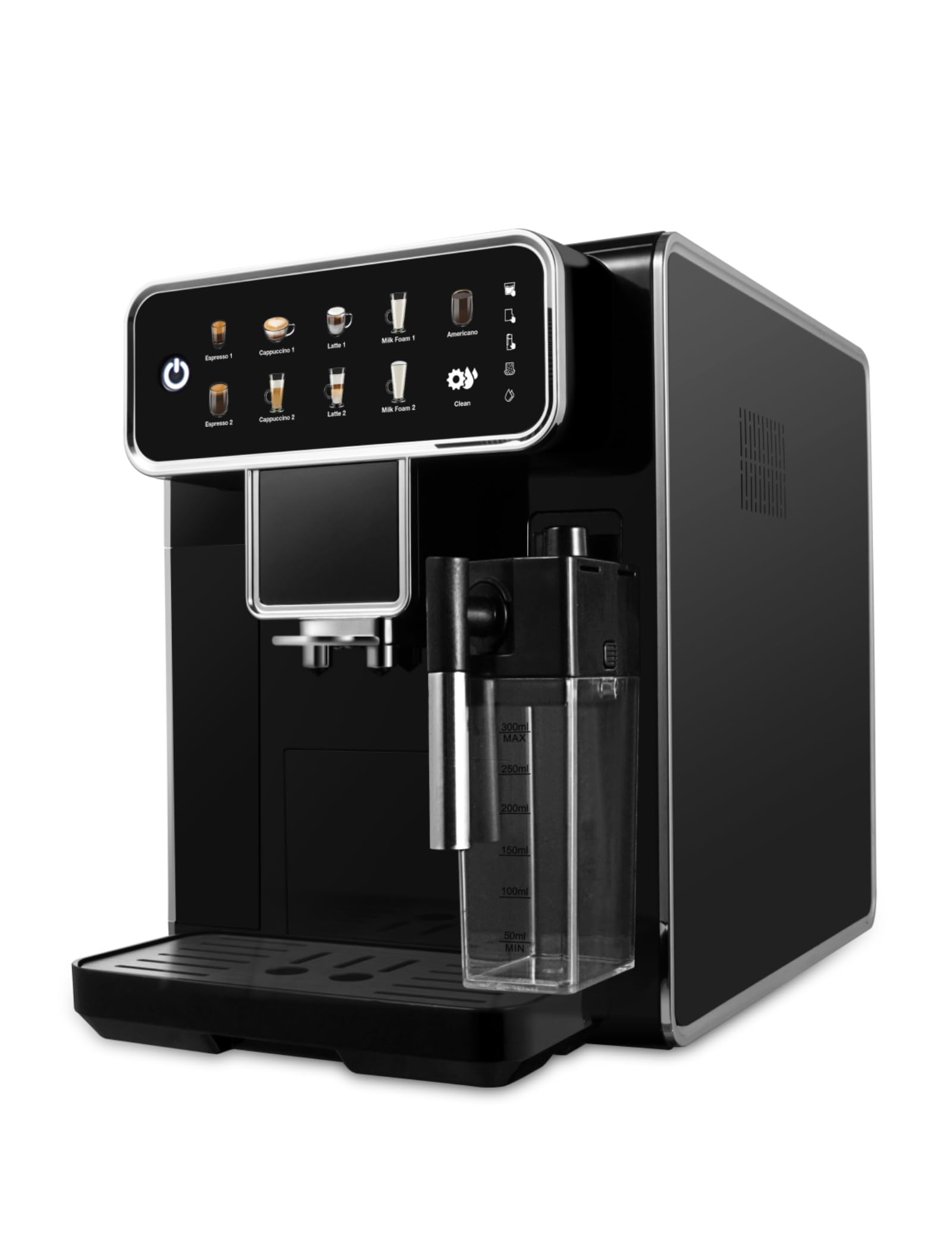 Fully Automatic Coffee Maker with Built-in 3-Level Grinder - Espresso, Cappuccino, Latte & Americano Machine - Self-Cleaning 12-Cup Coffee Brewer for Home, Office & Restaurant Use