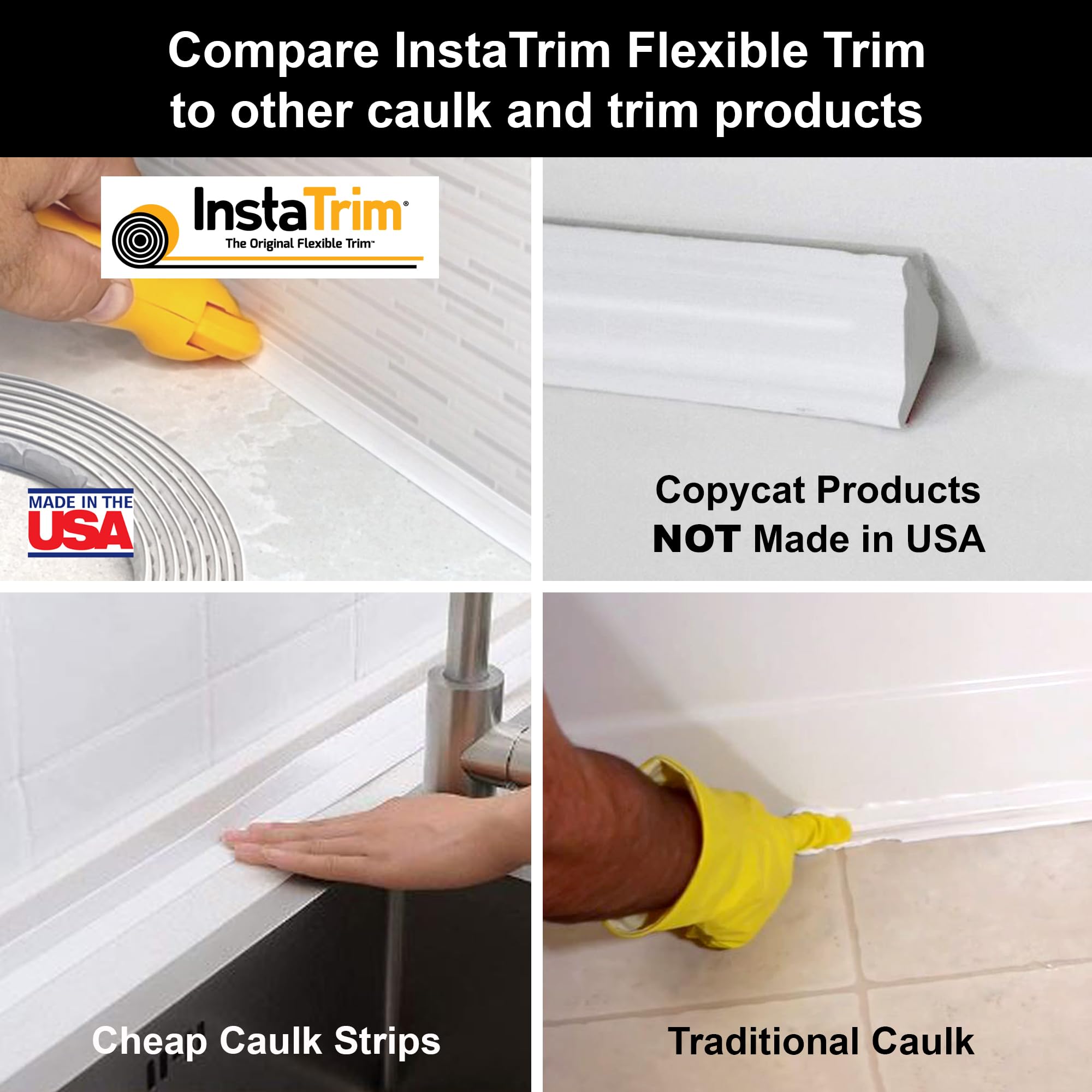 InstaTrim Applicator Tool – Professional DIY Caulk Trim Tool for Seamless Adhesive Installation, Smooth Durable Finish – Perfect for Home Improvement, Bathroom & Kitchen Renovations, Wall & Floor Sealing – Great for Caulking Tiles, Baseboards, Countertops and Window Frames
