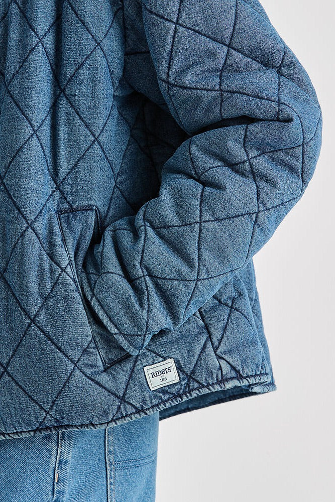 Denim Blue Haze Quilted Bomber Jacket for Men - Stylish Lightweight Winter Coat with Warm Padding - Perfect for Casual Outfits, Streetwear & Outdoor Activities