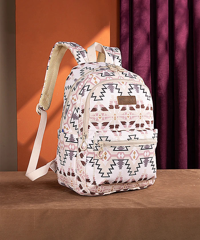 Wrangler Aztec Printed Diaper Bag Backpack - Stylish & Spacious Baby Essentials Organizer for Moms | Perfect for Travel, Daycare & Family Outings