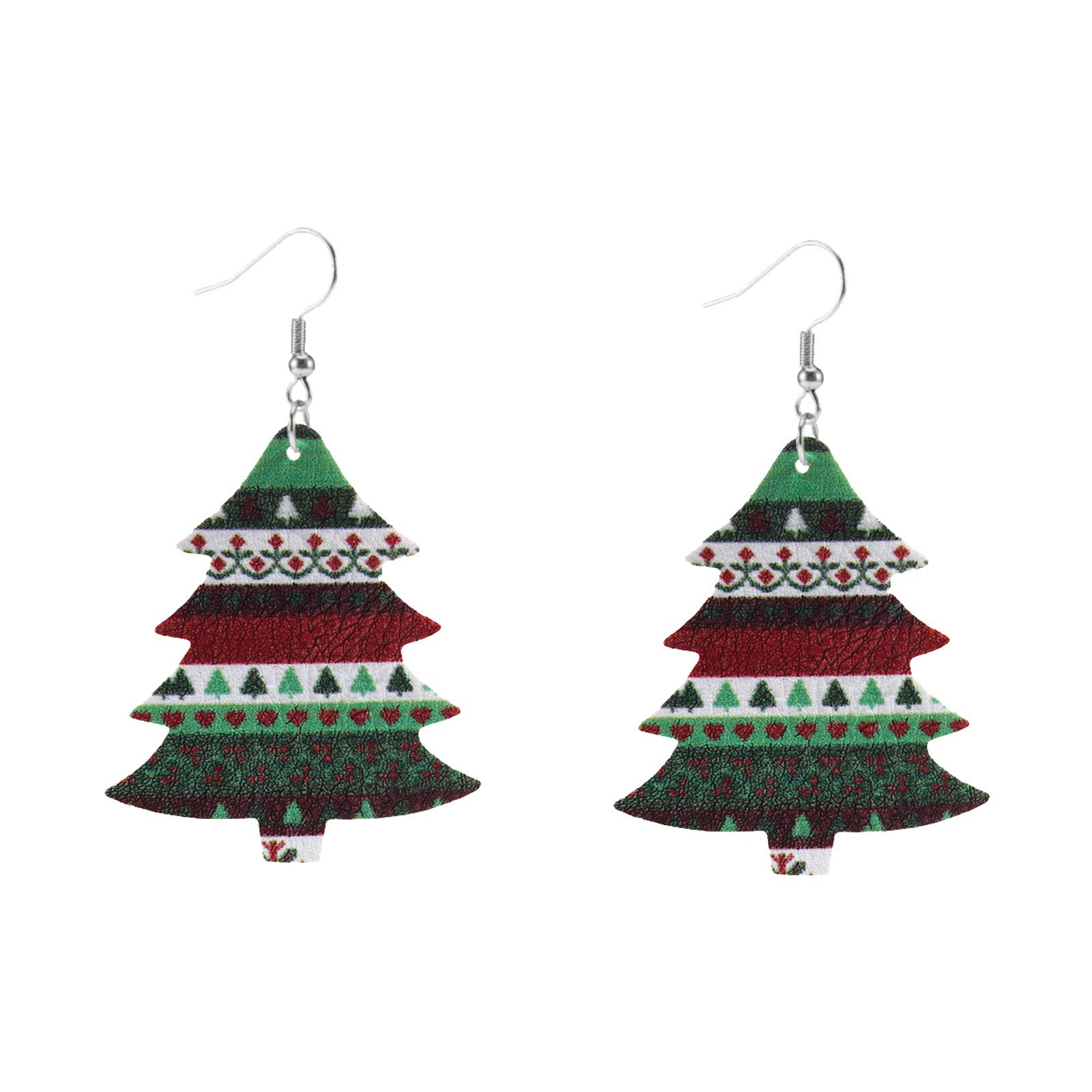 Women's Christmas Tree Faux Leather Dangle Earrings - Stylish Holiday Party Accessories for Girls | Perfect for Xmas Celebrations, Festive Outfits & Gift Giving