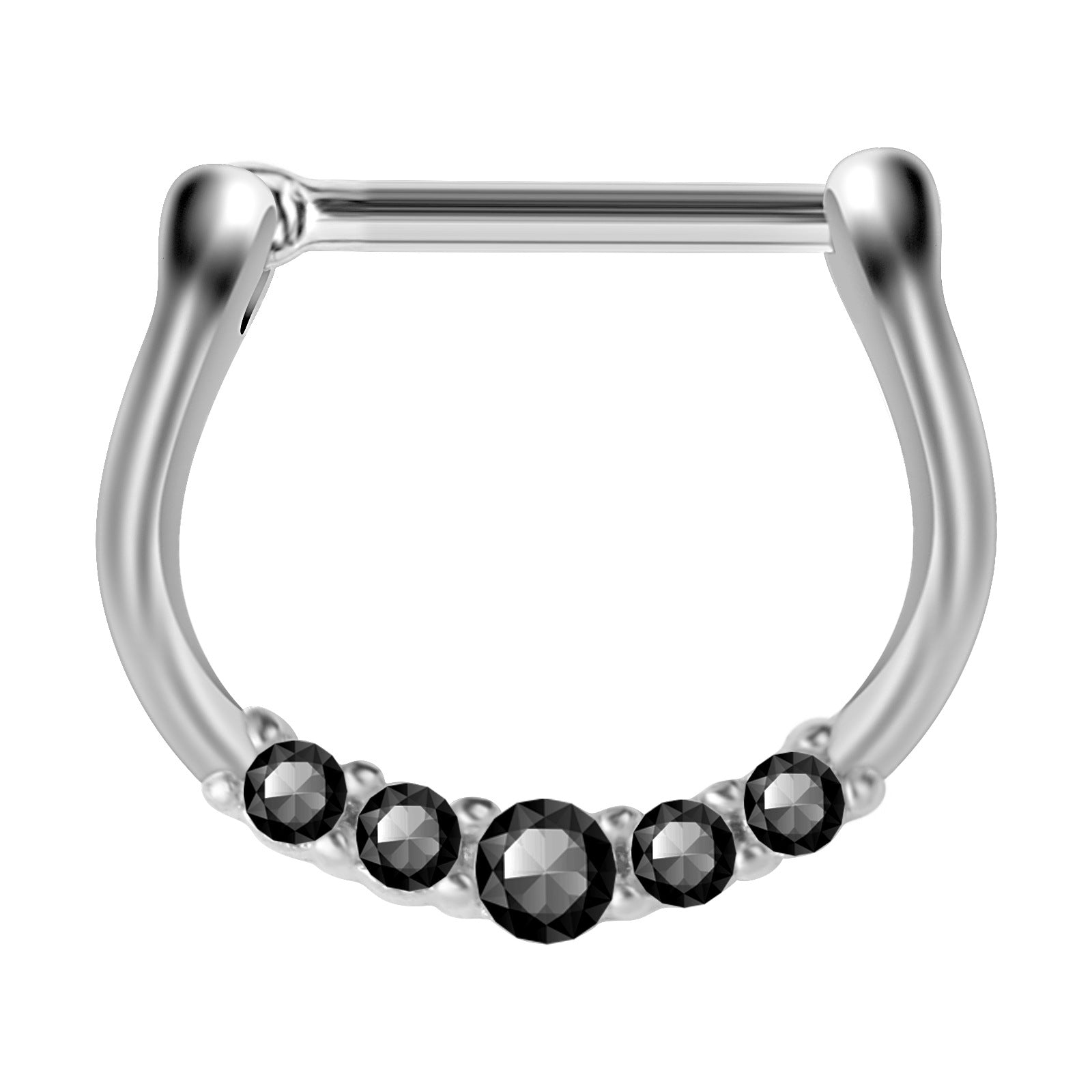 18G Hypoallergenic 5 Pave CZ Septum Clicker Ring - Stainless Steel Nose Piercing Jewelry for Women | Perfect for Everyday Wear, Parties & Special Occasions | UZ297
