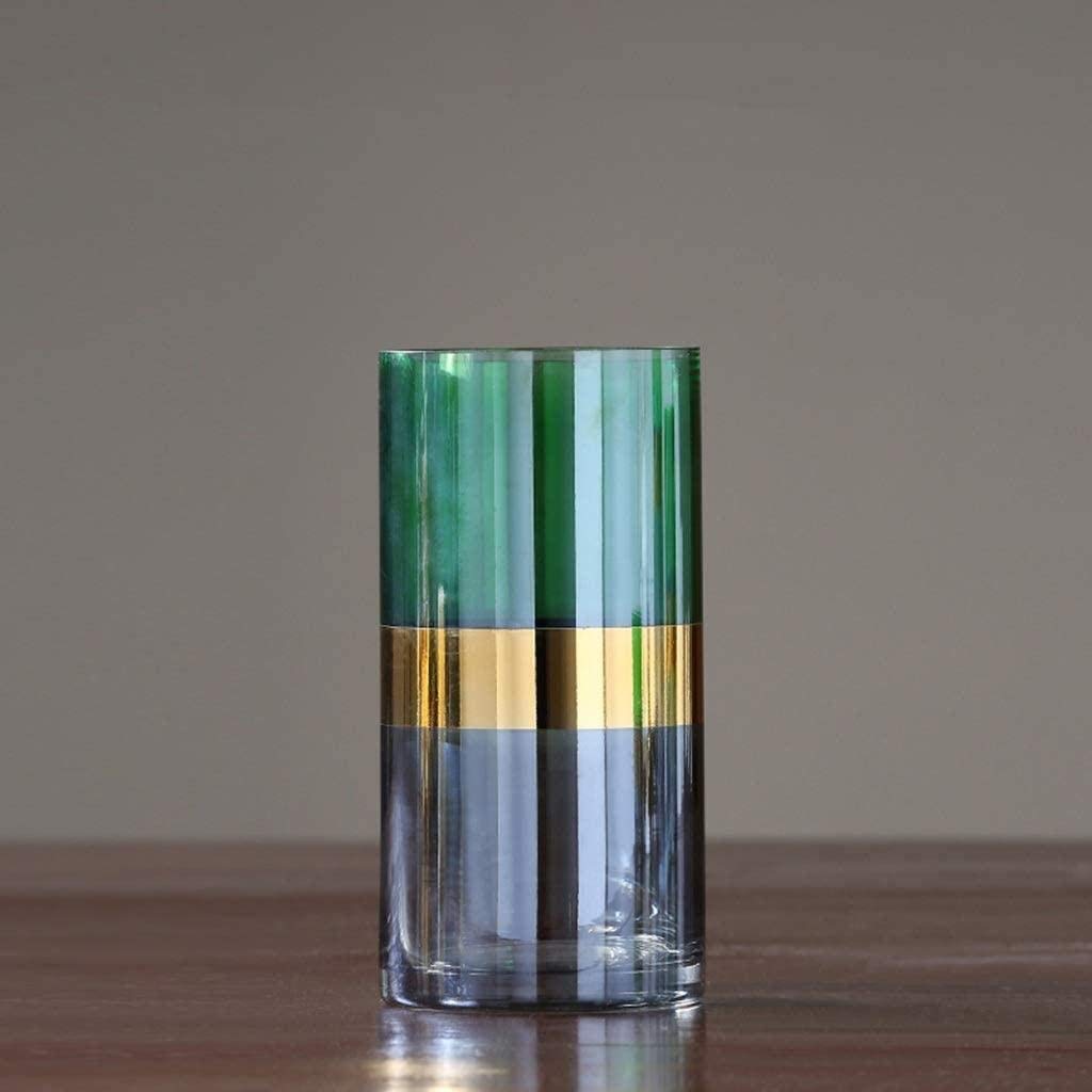 Elegant Green Glass Sculpture Vase - 10x20cm Handcrafted Decorative Vase for Wedding, Birthday & Holiday Gifts | Durable Purple & Green Home Decor Centerpiece for Living Room, Dining Table & Office