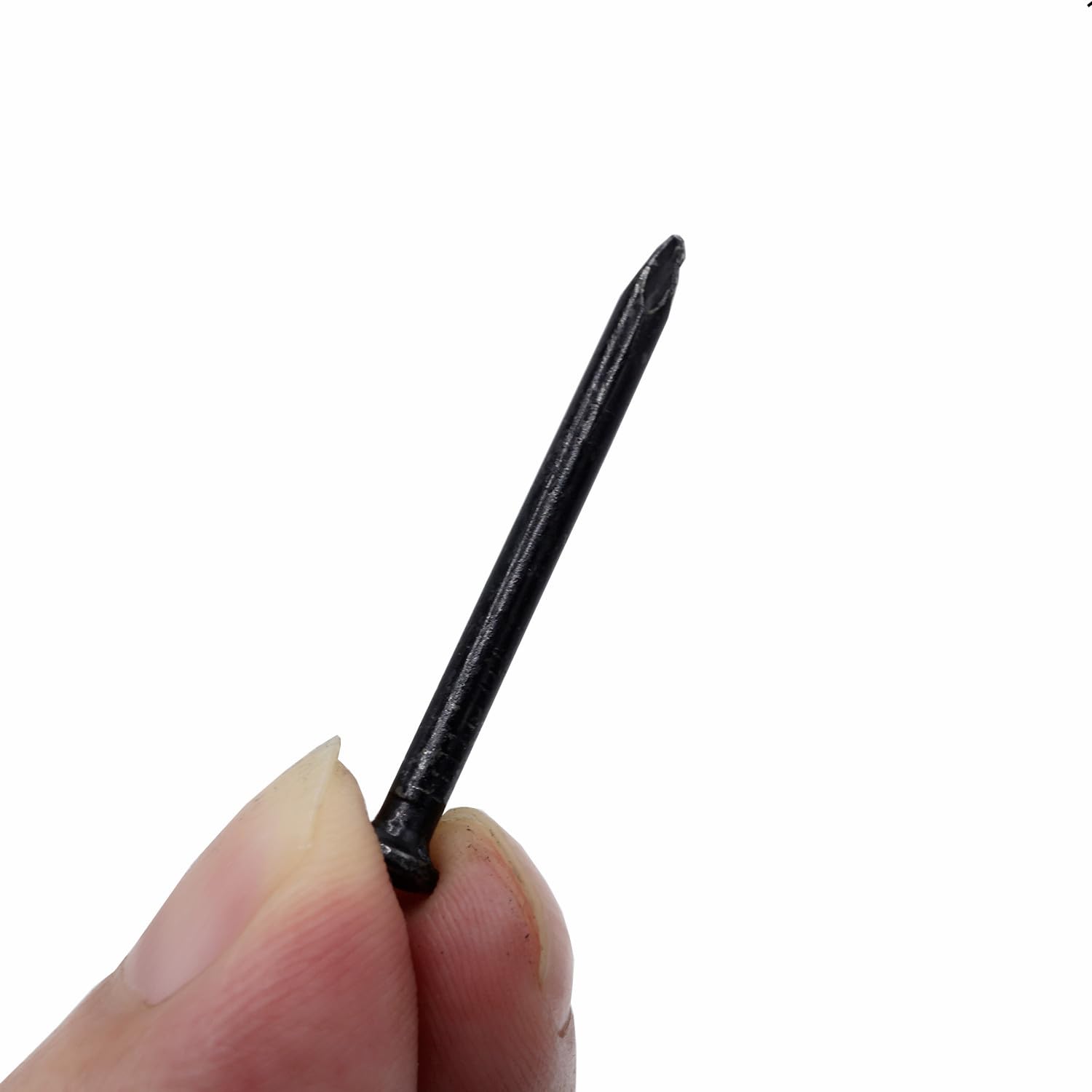 50PCS 1.5 Inch Carbon Steel Masonry Nails - Black 40mm Concrete Nails for Woodworking, Wall Cement & Construction Projects - Heavy Duty Fasteners for DIY Home Improvement and Professional Building Use