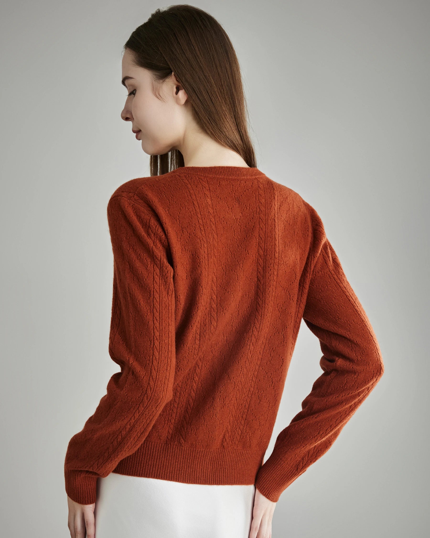 Luxury Women's Cable Knit Cashmere Cardigan Sweater - Soft Warm Winter Pullover for Office, Date Night & Holiday Outfits