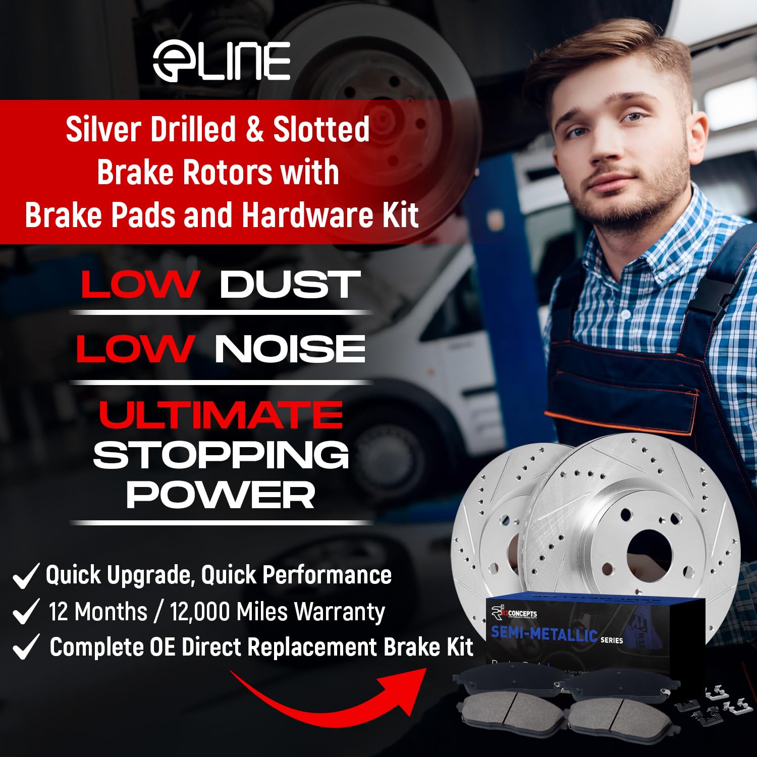 R1 Concepts Rear Brake Pads and Rotors Kit - Semi Metallic Brake System with Hardware - Compatible with 2006-2010 Jeep Grand Cherokee - Perfect for Off-Roading & Daily Commuting