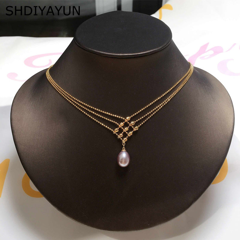 Elegant Multi-Layered Gold Lace Choker Necklace with Pearl Accents | HY008 | Perfect for Weddings, Parties & Evening Events
