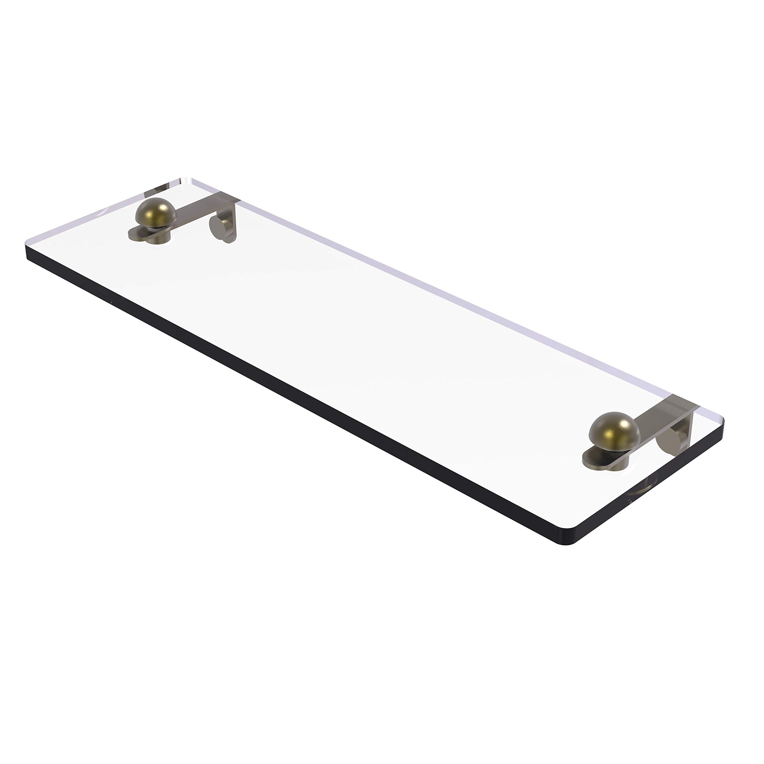Allied Brass RC-1/16 16 Inch Beveled Edge Glass Bathroom Shelf in Antique Brass - Perfect for Vanity, Shower, and Bathroom Storage Organization