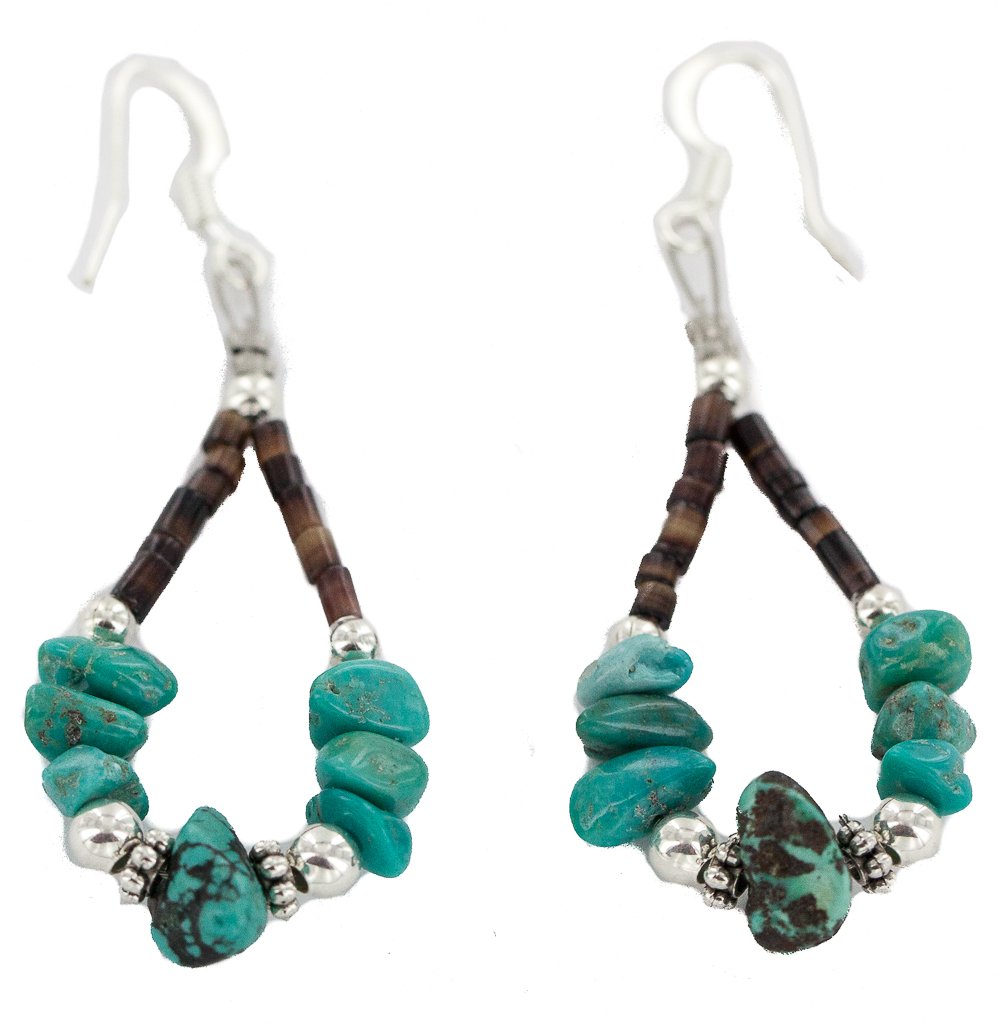 Loma Siiva Sterling Silver Spiderweb Turquoise Hoop Dangle Earrings - $90Tag Certified, Handmade Boho Jewelry for Women | Perfect for Festivals, Parties & Everyday Wear