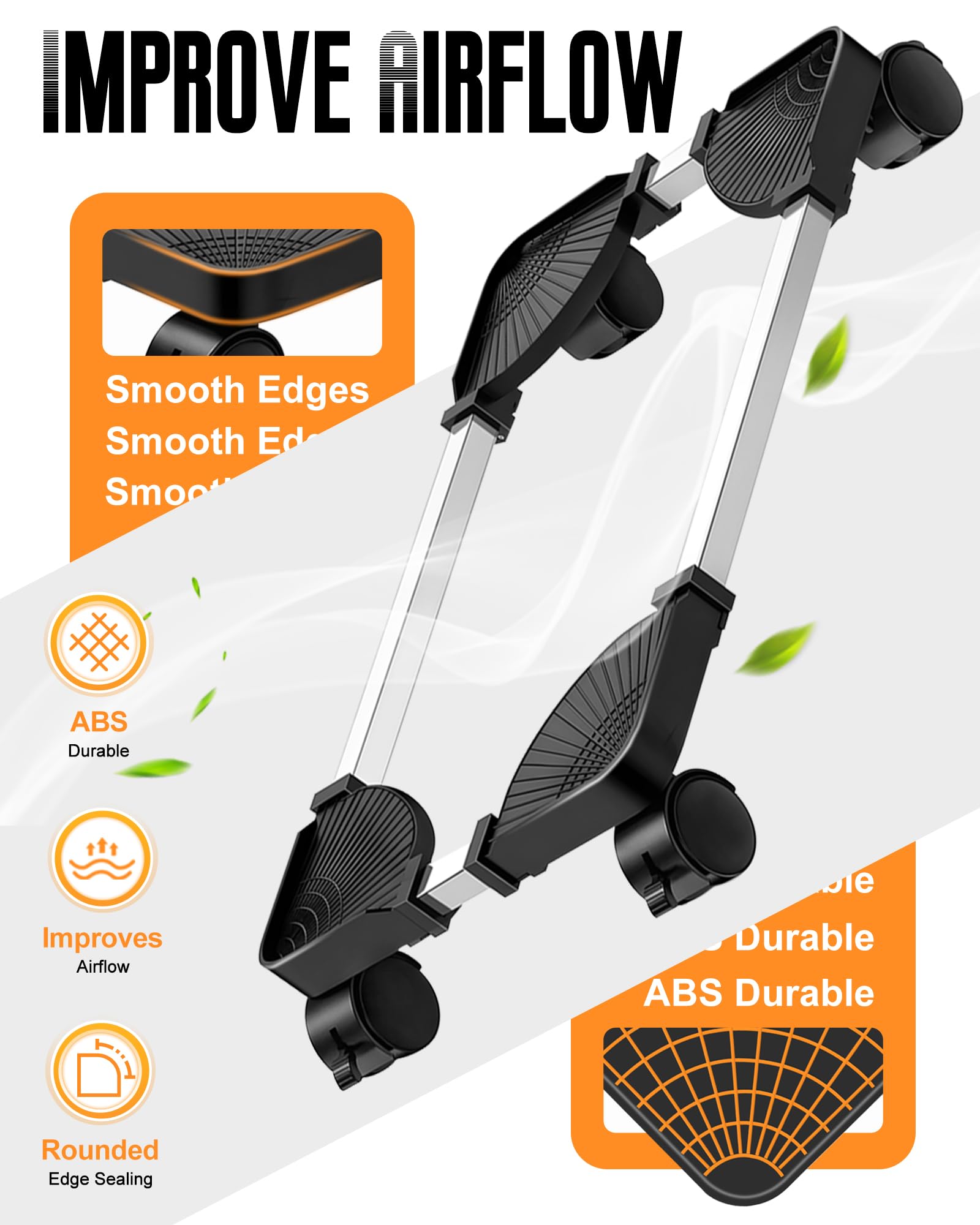Adjustable CPU Stand for PC with Wheels and Brakes - Removable Computer Case Holder for Desktop - Black - Perfect for Office, Gaming, and Home Workspace Organization