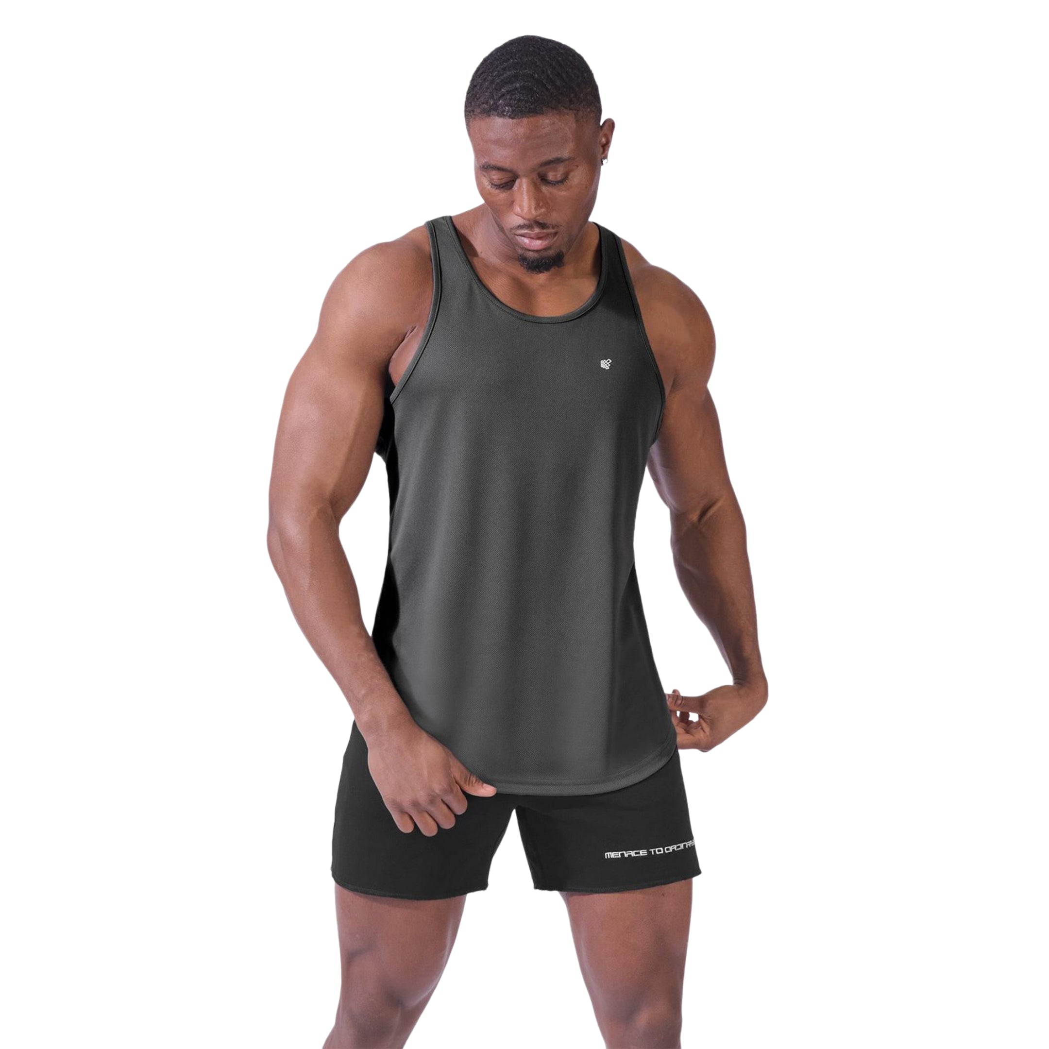 Jed North Men's Microfiber Dri-Fit Workout Tank Top - Dark Grey - Moisture Wicking Athletic Shirt for Gym, Running & Training